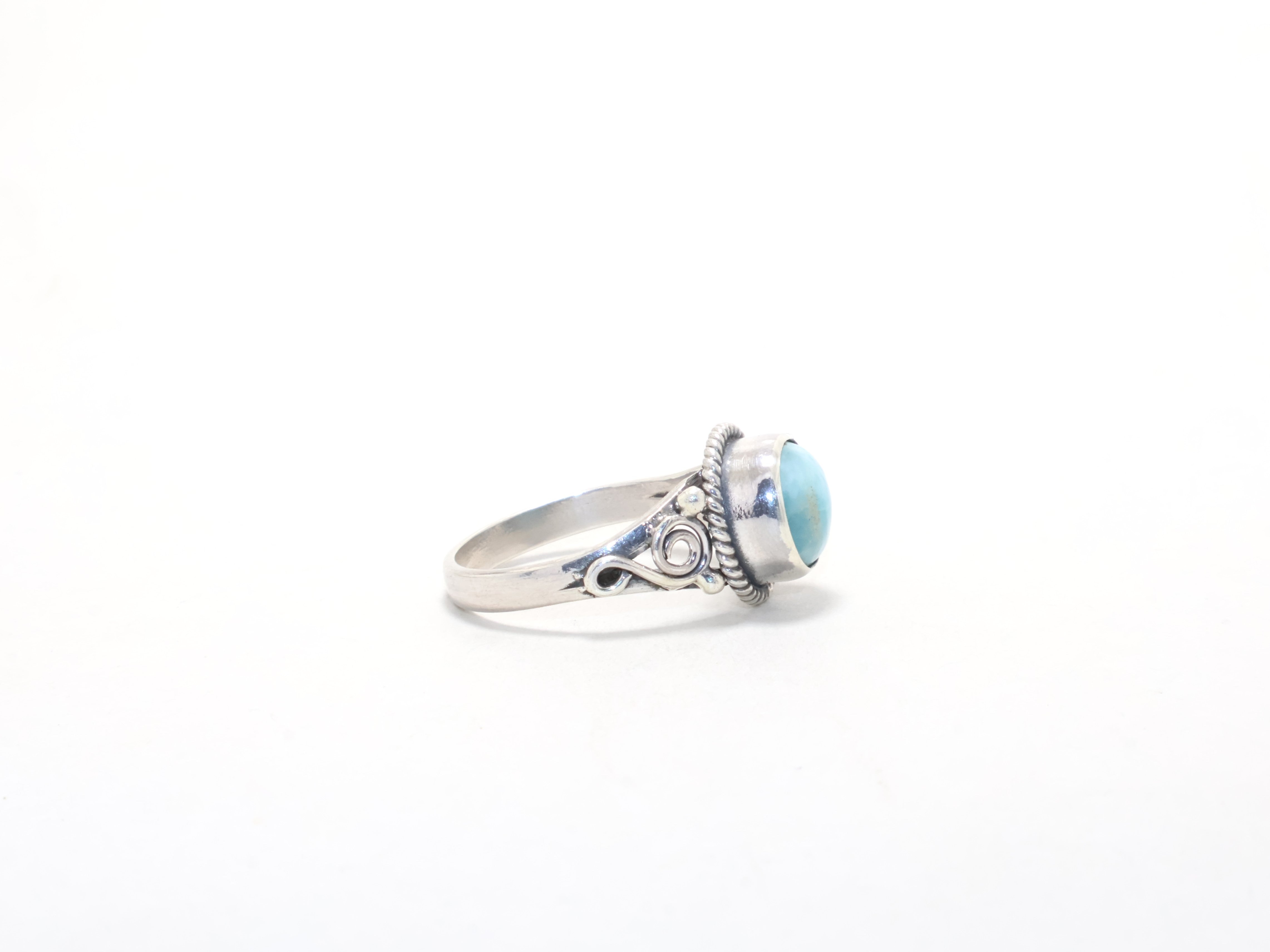 Blauer Larimar Edelstein Ring Cocktailring Geschenkidee Handgemachter Alltagsring Böhmischer Ring Geschenk Für Sie