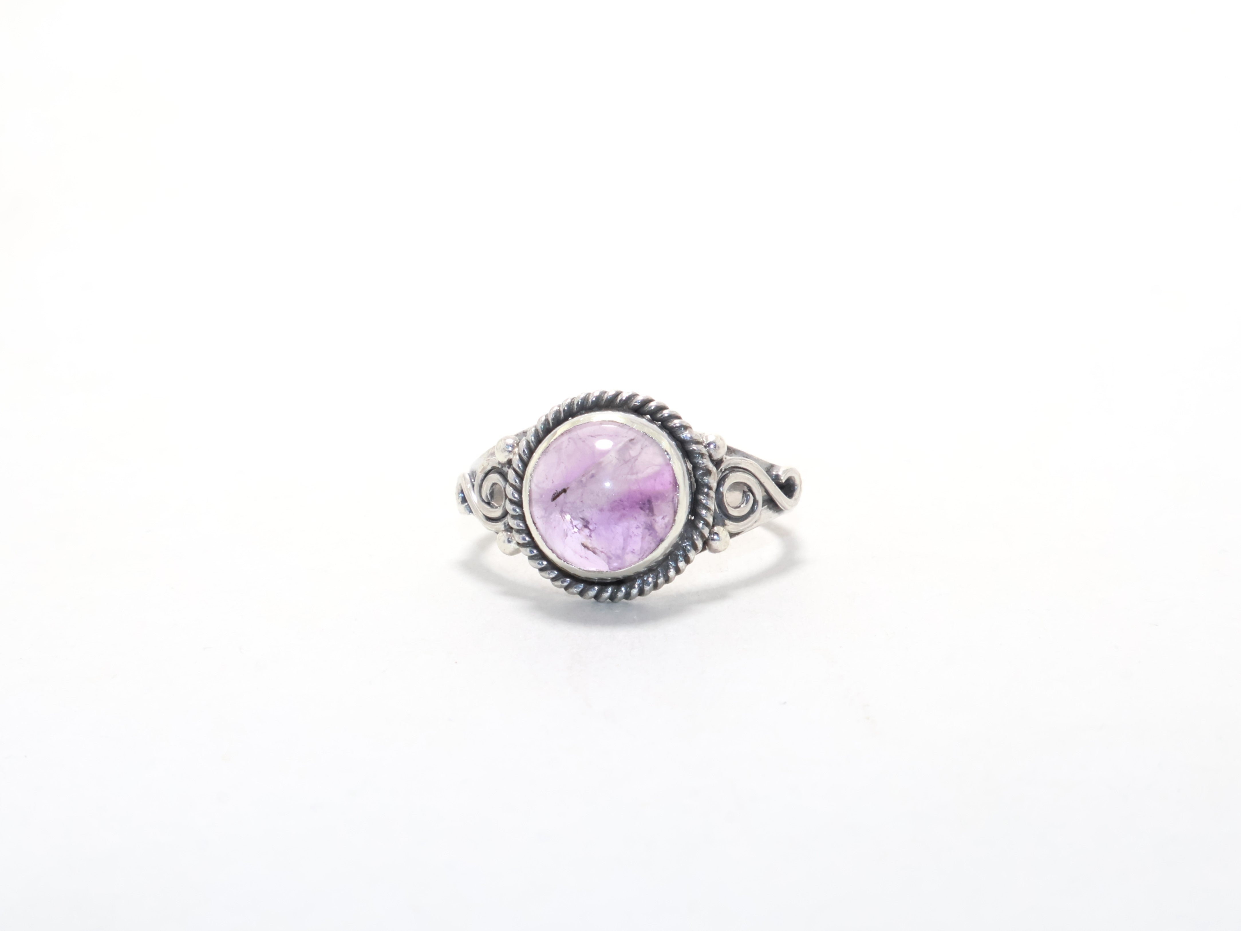Echter runder Amethystring Versprechensring Februar Geburtssteinring Designerring Geschenkidee