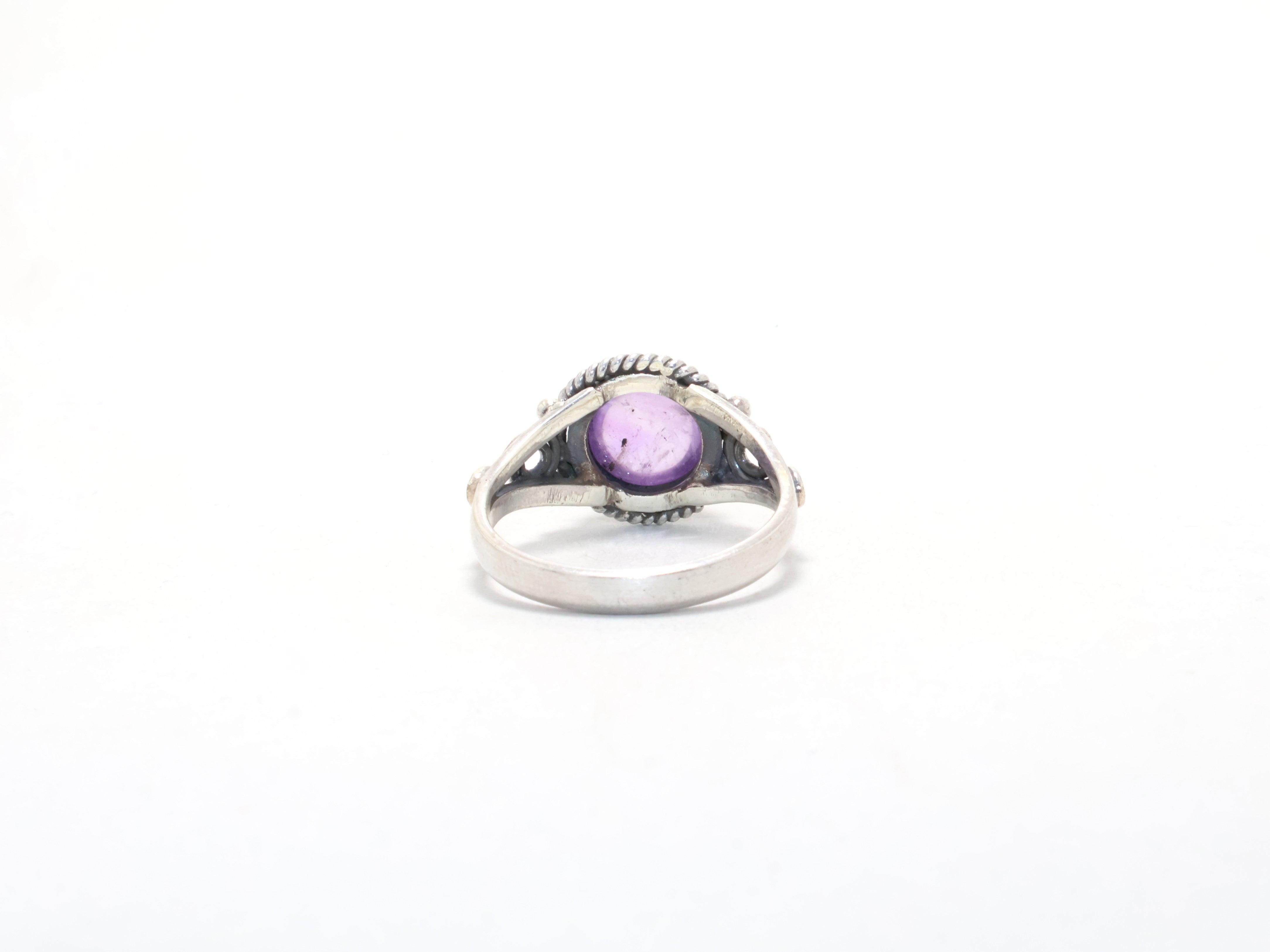 Echter runder Amethystring Versprechensring Februar Geburtssteinring Designerring Geschenkidee