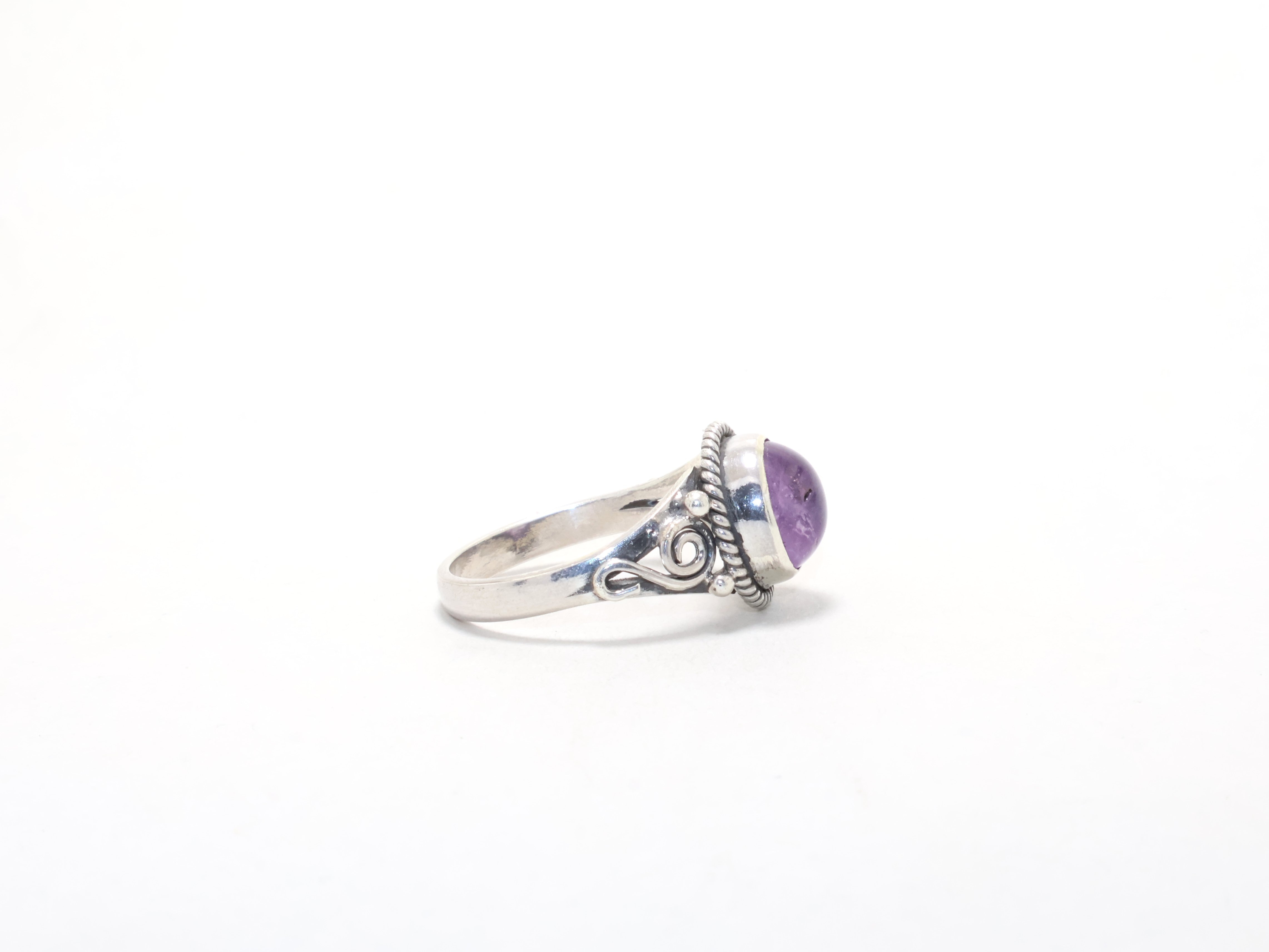 Echter runder Amethystring Versprechensring Februar Geburtssteinring Designerring Geschenkidee