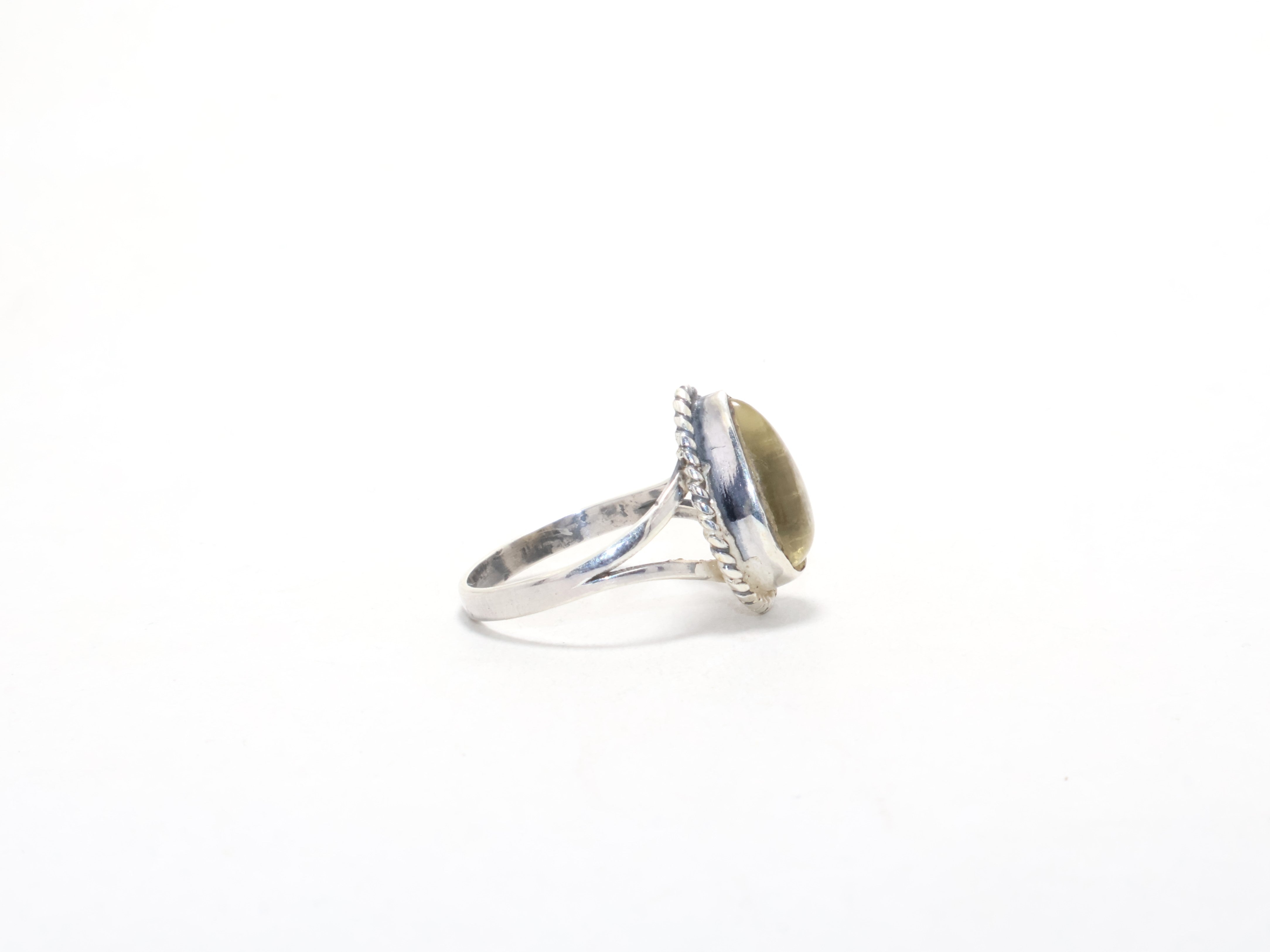 Echter Birnen-Zitronenquarz Gelber Edelsteinring Geburtssteinring Geschenk für Jedermann Zierlicher Ring 925 Sterling Silber