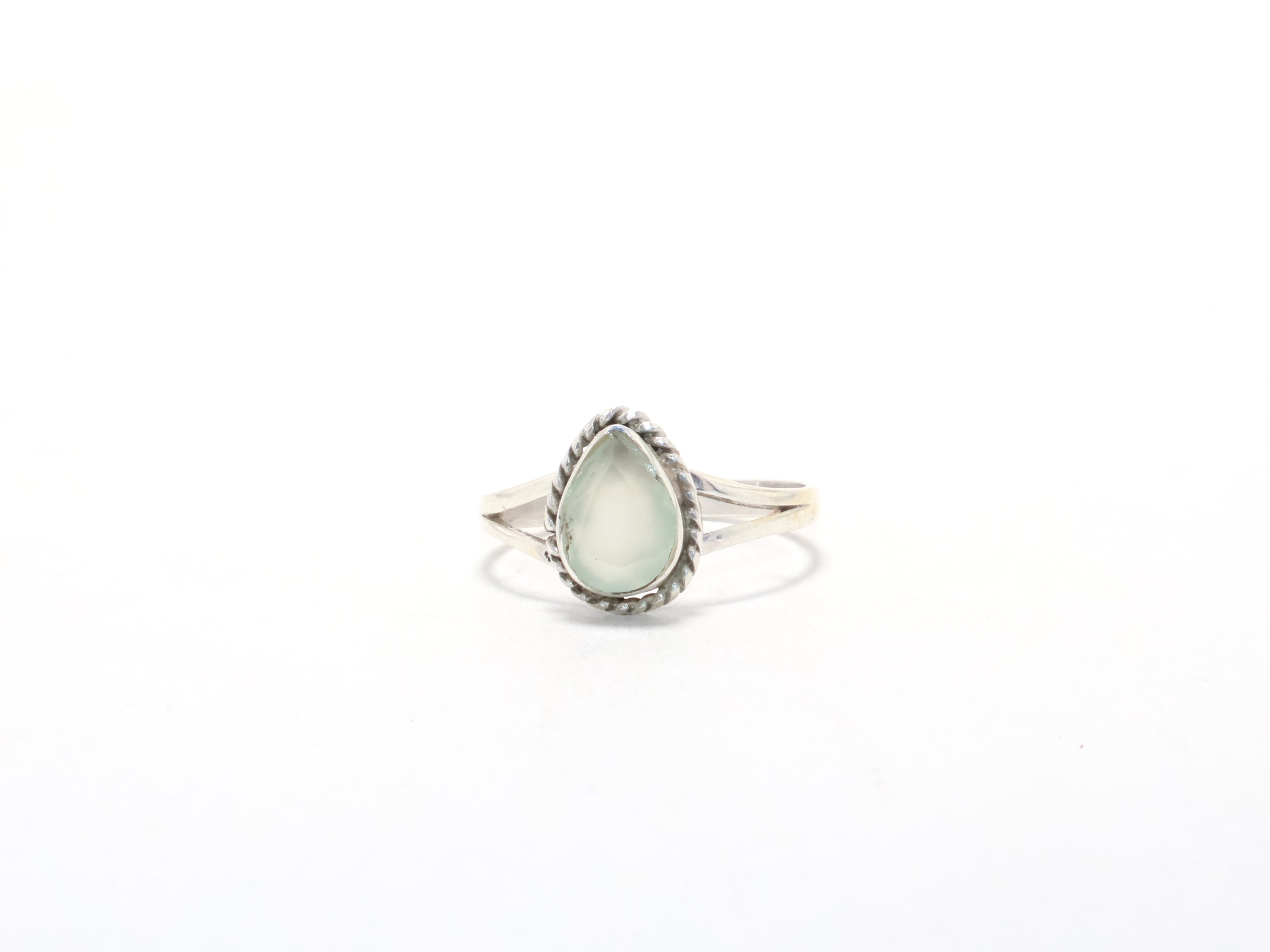 Tropfenform Aquamarin Chalzedon Ring Silberschmuck Handgemachter Ring Geburtssteinring Böhmischer Ring März Geburtsstein Minimalistischer Ring Geschenkidee