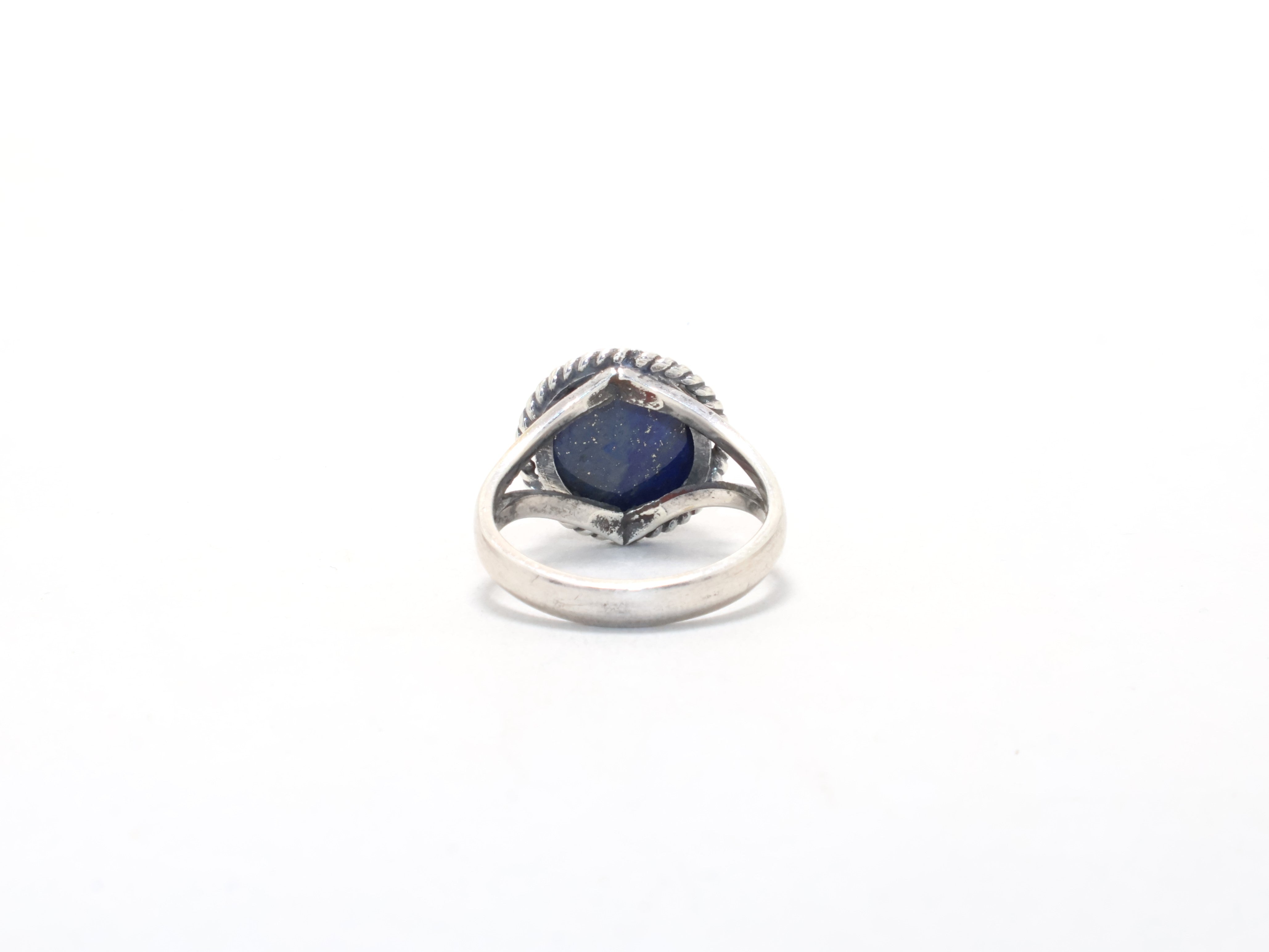 Runder Lapislazuli Ring Blauer Edelstein Boho Ring Versprechensring Zierlicher Ring Handgemachter Ring Böhmischer Ring Silberschmuck Geschenkidee