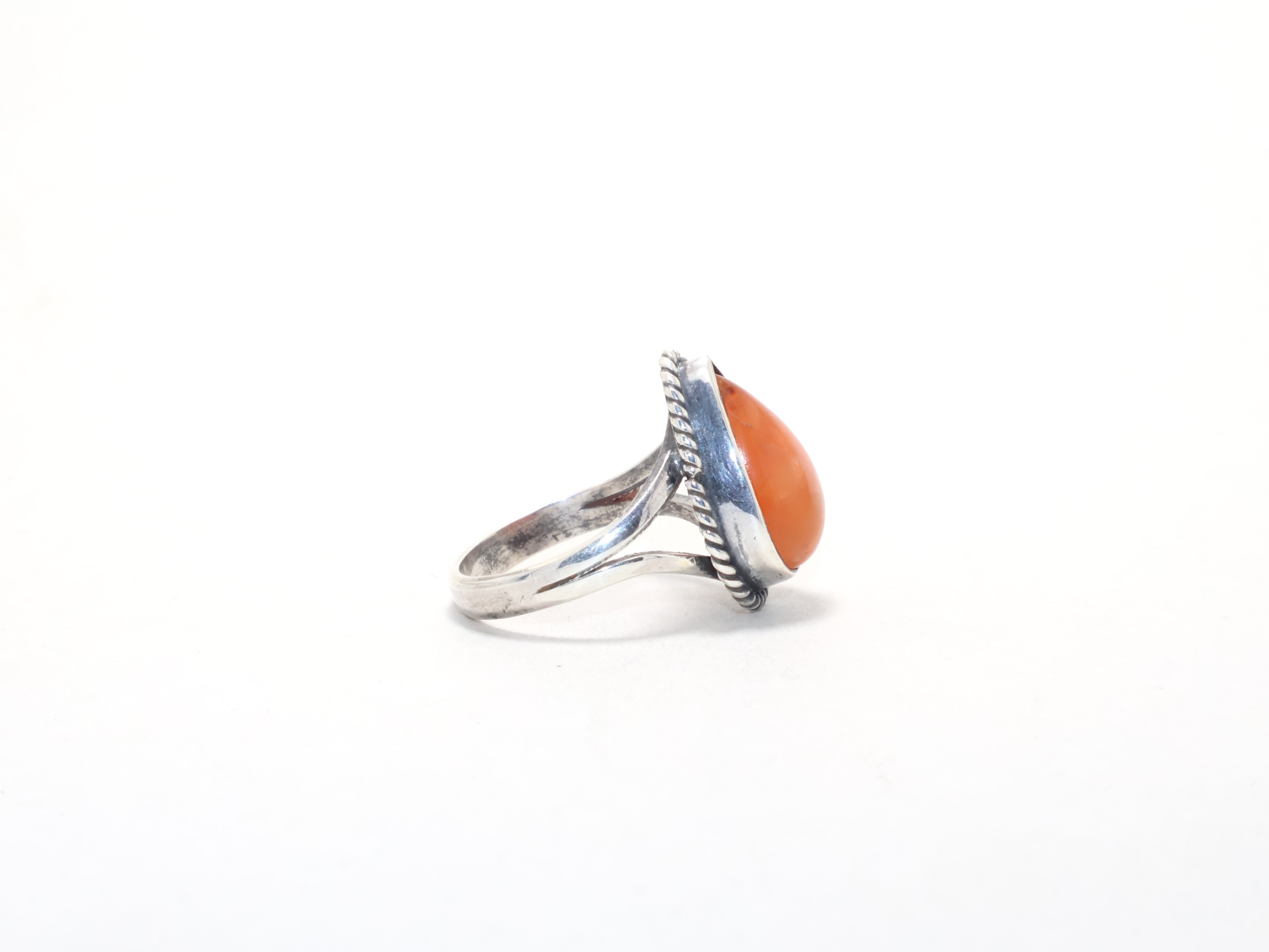 Birnenförmiger Karneol-Edelsteinring Oranger Stein 925 Sterling Silber Zierlicher Ring August Geburtssteinring Versprechensring