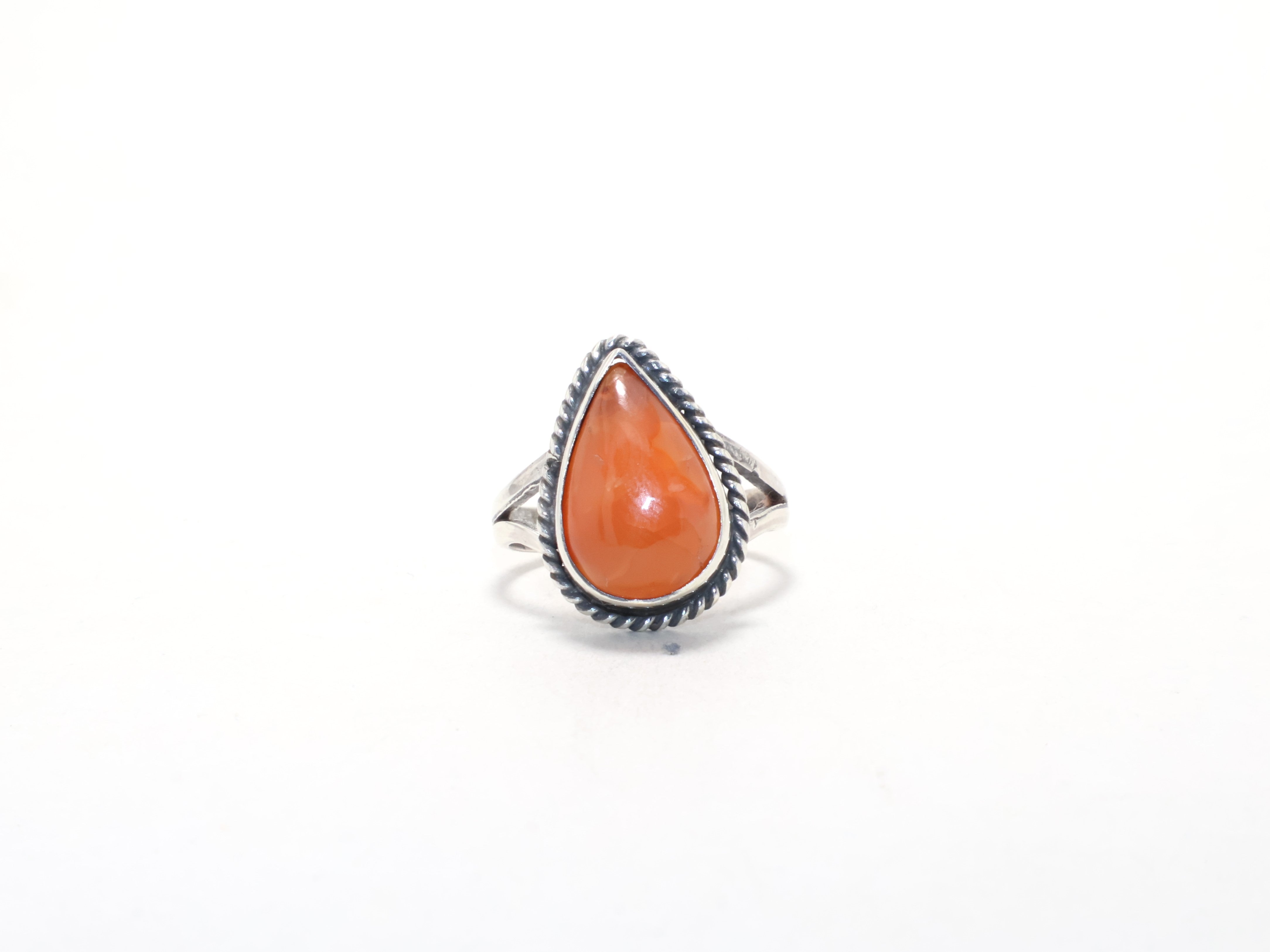 Birnenförmiger Karneol-Edelsteinring Oranger Stein 925 Sterling Silber Zierlicher Ring August Geburtssteinring Versprechensring