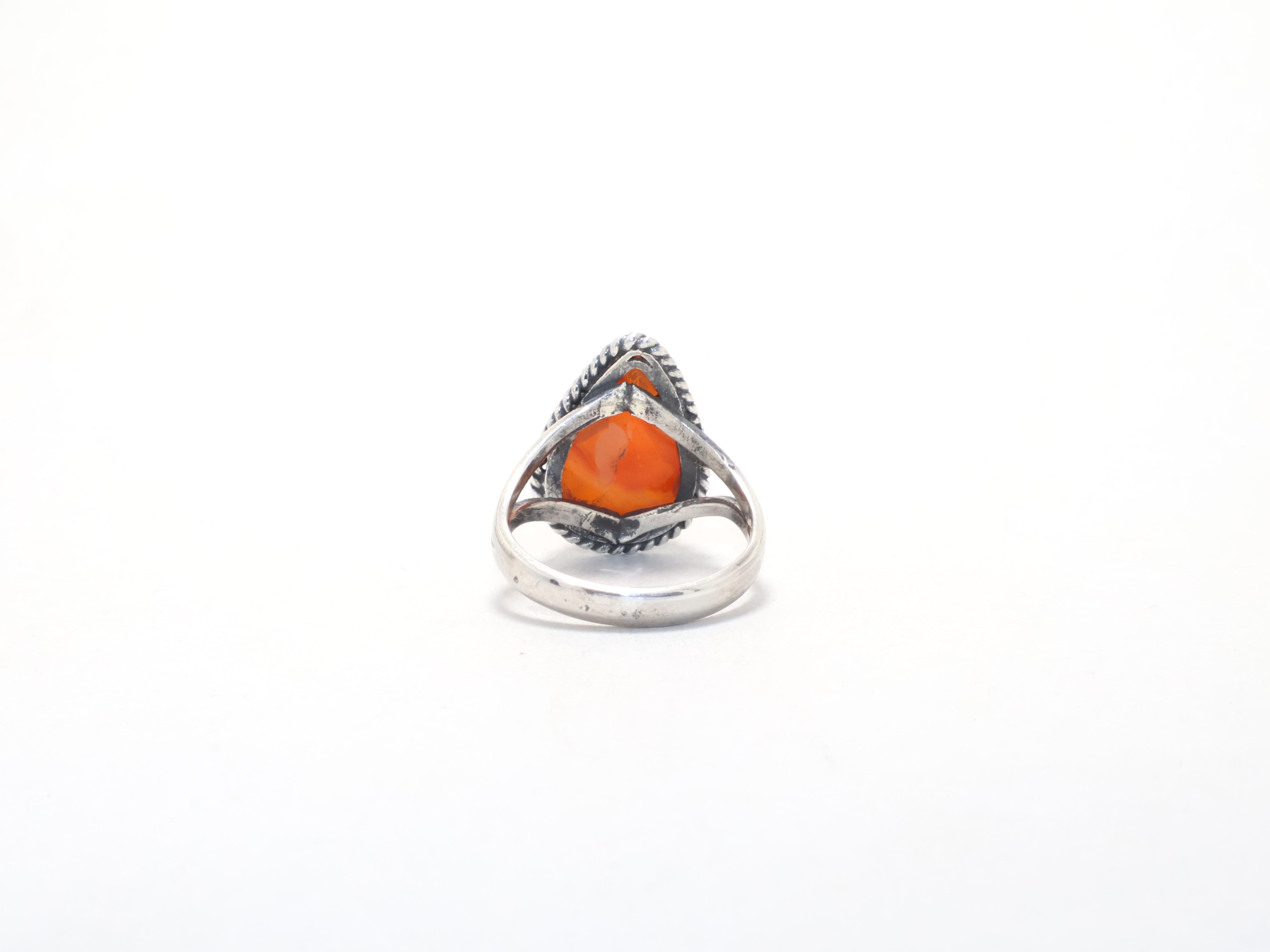 Birnenförmiger Karneol-Edelsteinring Oranger Stein 925 Sterling Silber Zierlicher Ring August Geburtssteinring Versprechensring
