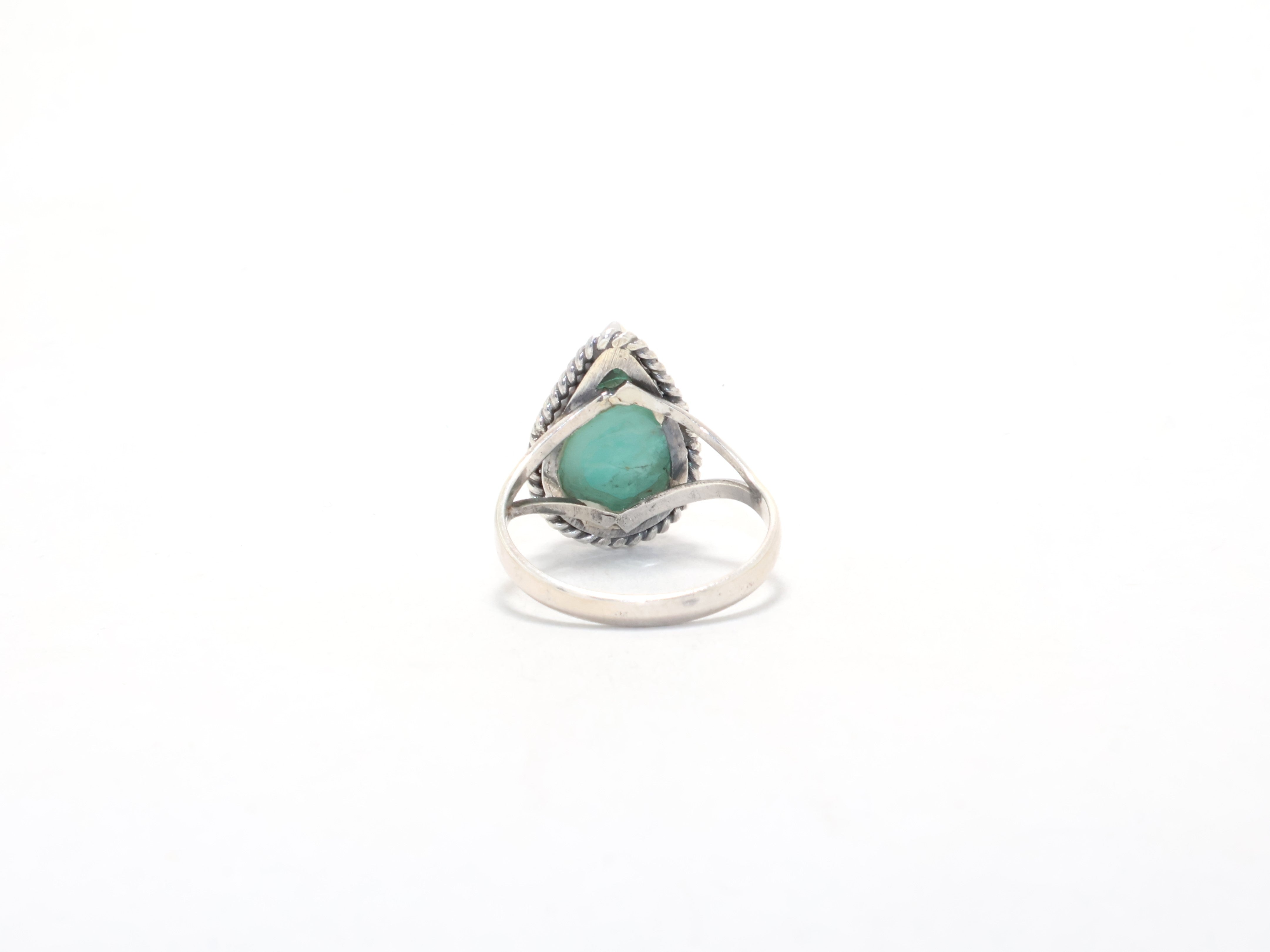 Echter Birnen-Amazonit-Ring Boho-Ring Edelsteinring Geschenk Stacking-Ring Cocktail-Ring Geburtssteinring 925er Silberring