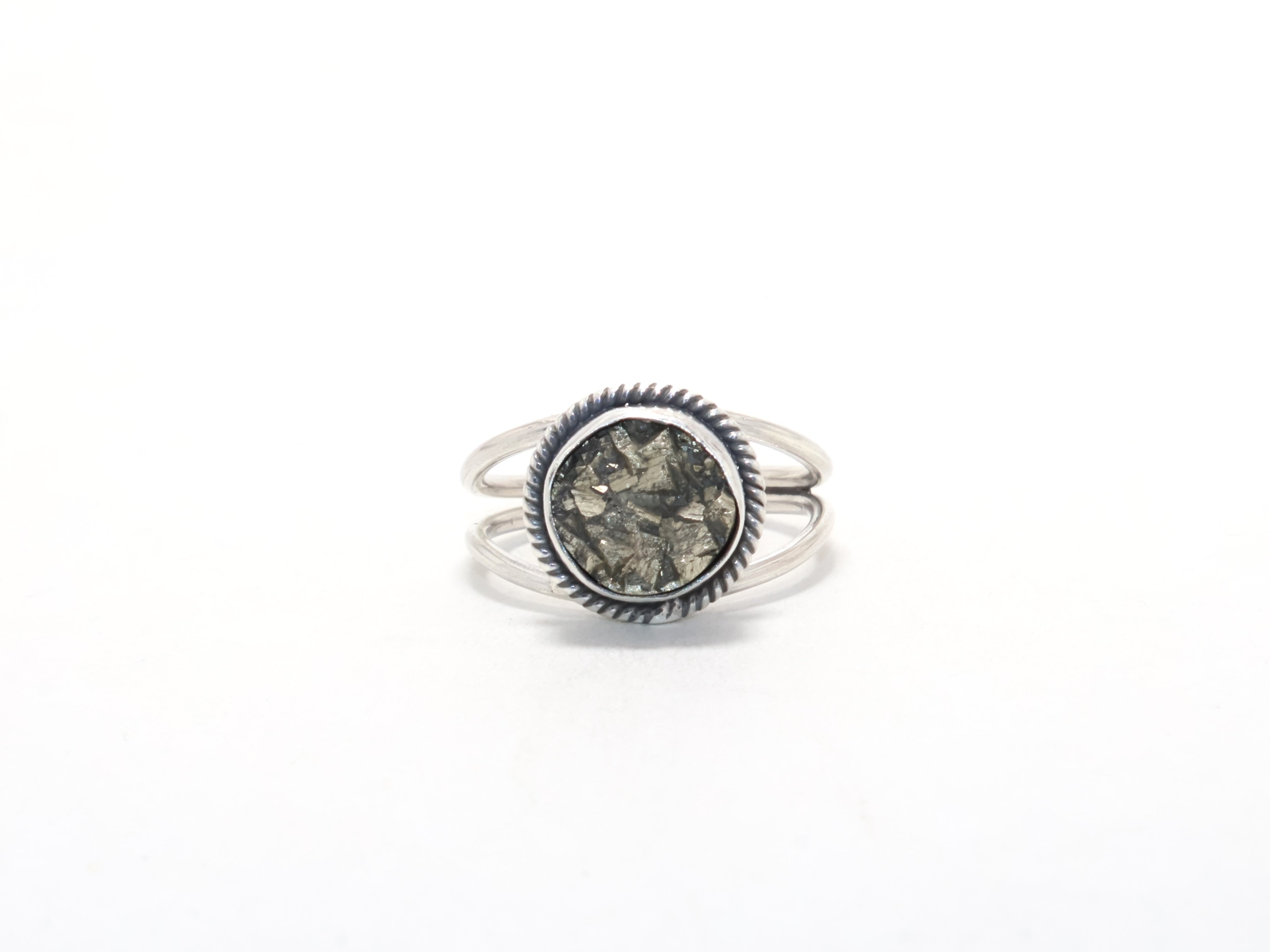 Echter roher Pyritring Designerring Versprechensring Edelsteinring 925er Sterlingsilber