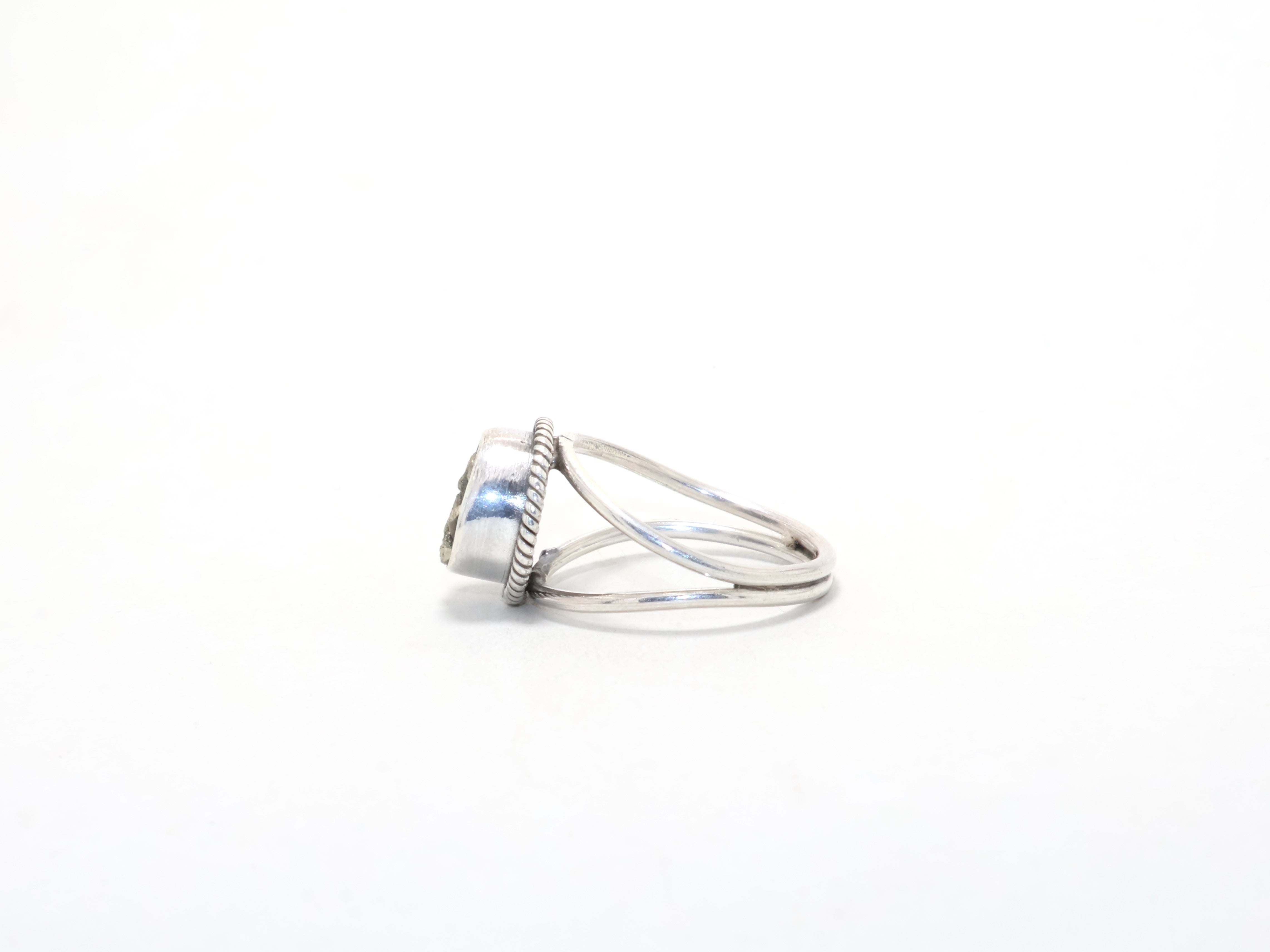 Echter roher Pyritring Designerring Versprechensring Edelsteinring 925er Sterlingsilber