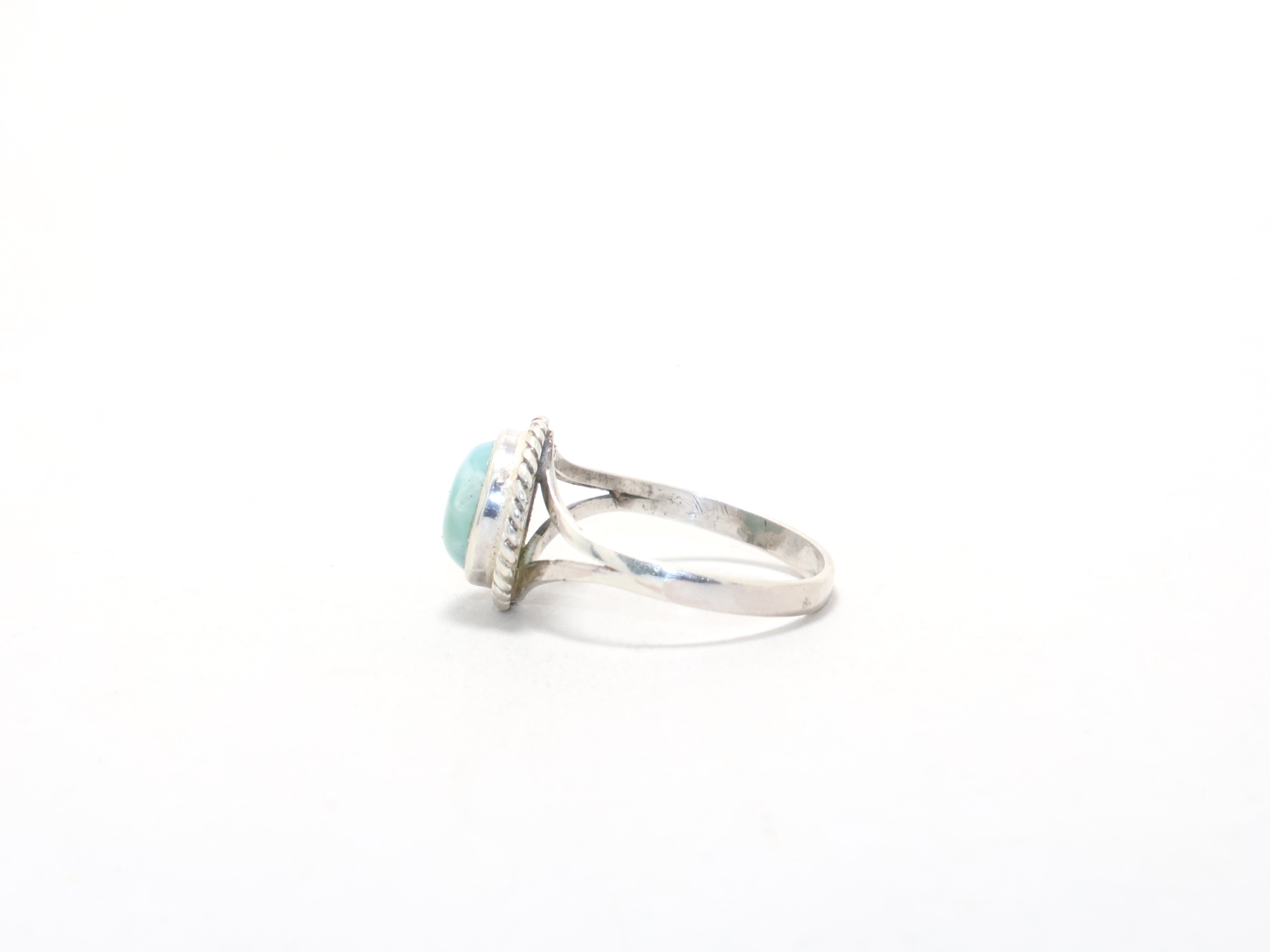 Natürlicher Larimar Silberring Alltagsring für Frauen Geburtssteinring 925 Sterling Silber Handgemachter Ring