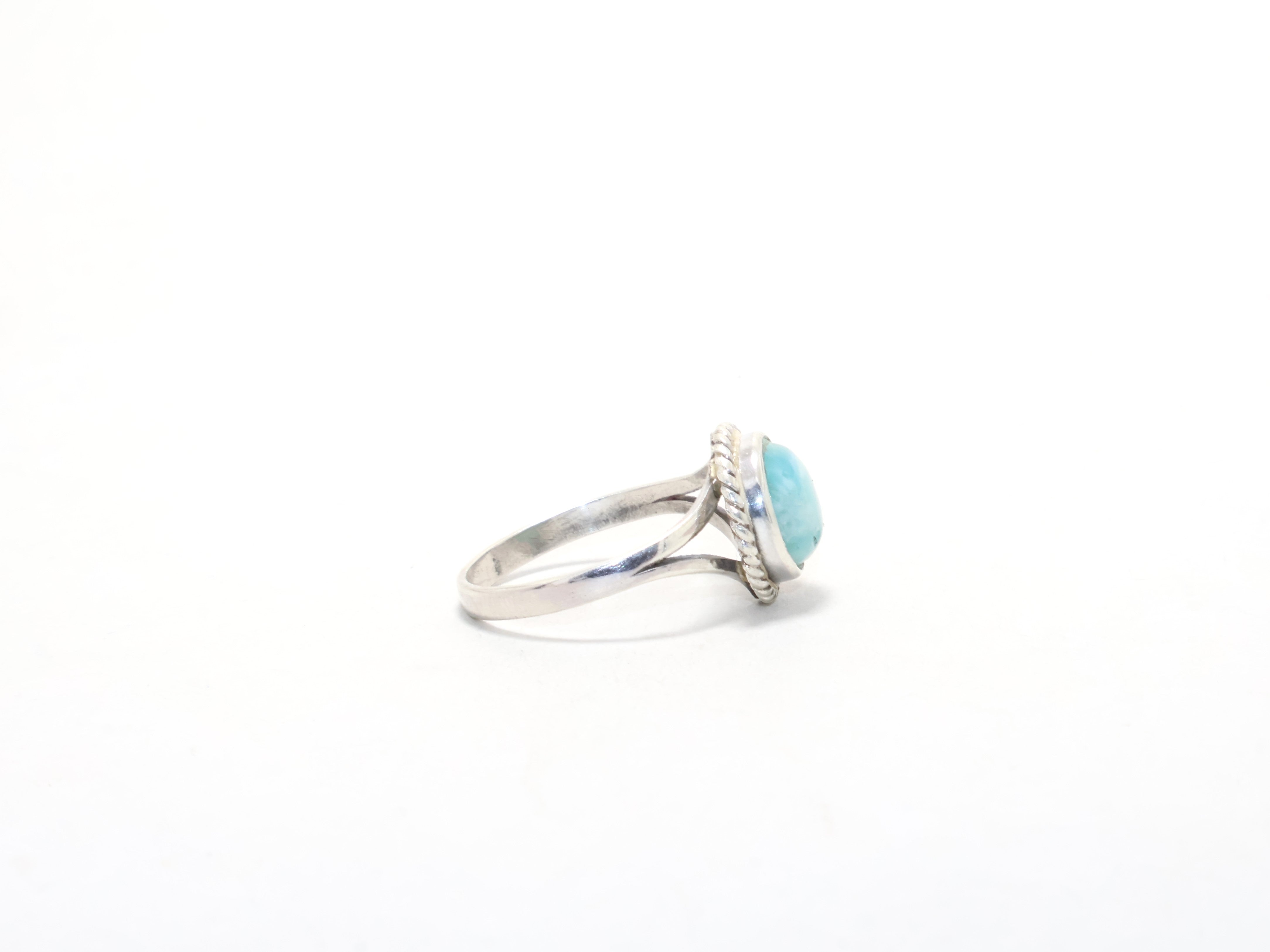 Natürlicher Larimar Silberring Alltagsring für Frauen Geburtssteinring 925 Sterling Silber Handgemachter Ring