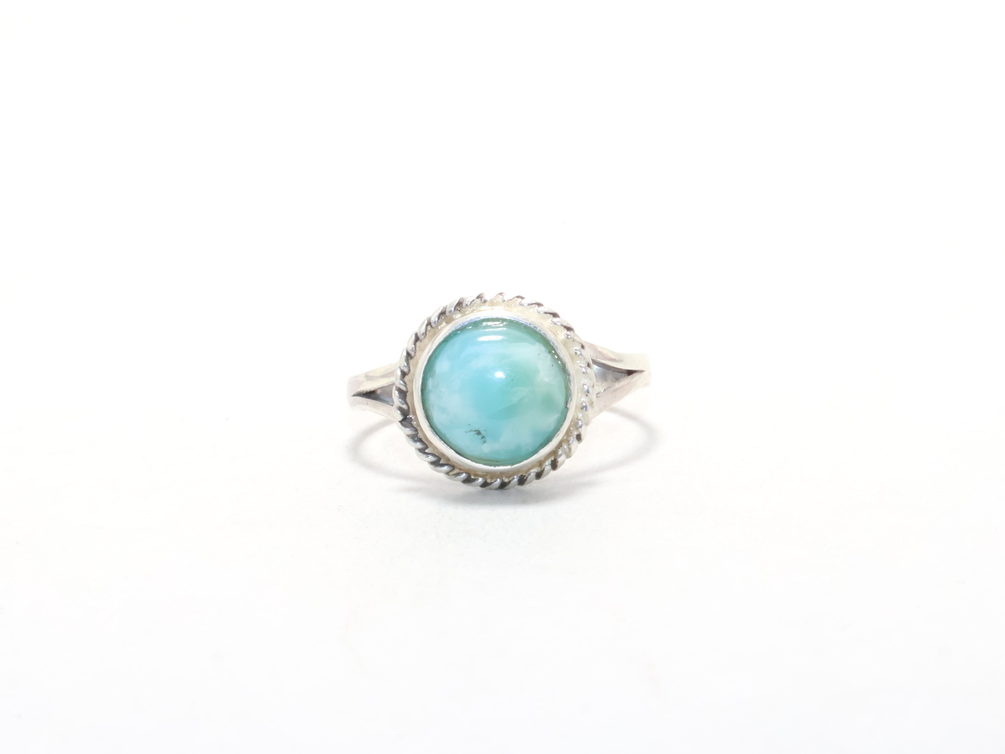 Natürlicher Larimar Silberring Alltagsring für Frauen Geburtssteinring 925 Sterling Silber Handgemachter Ring
