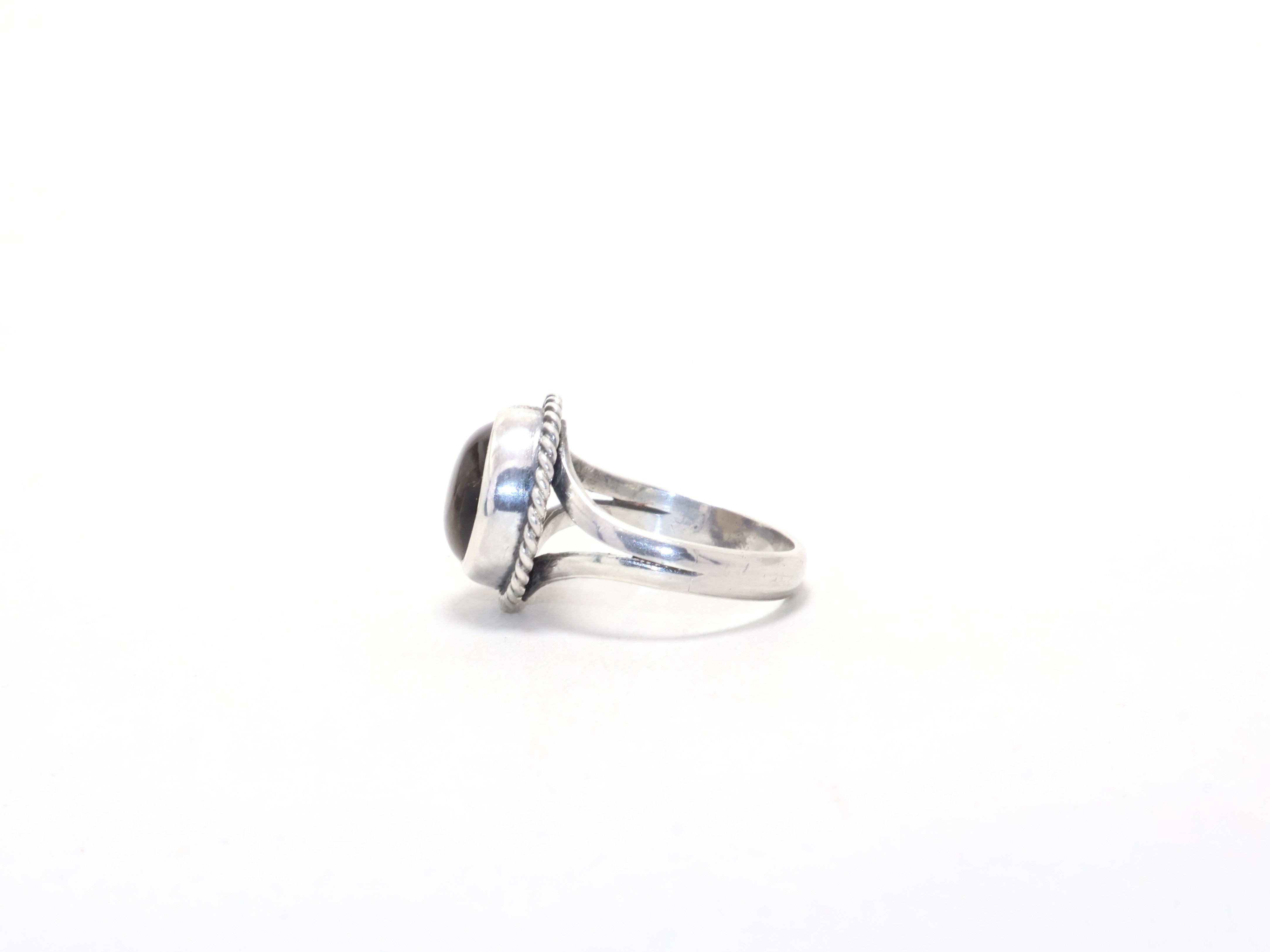 Designer Rauchquarz-Ring 925 Sterling Silber Boho-Ring Versprechensring Handgemachter Edelsteinring Juni Geburtssteinring