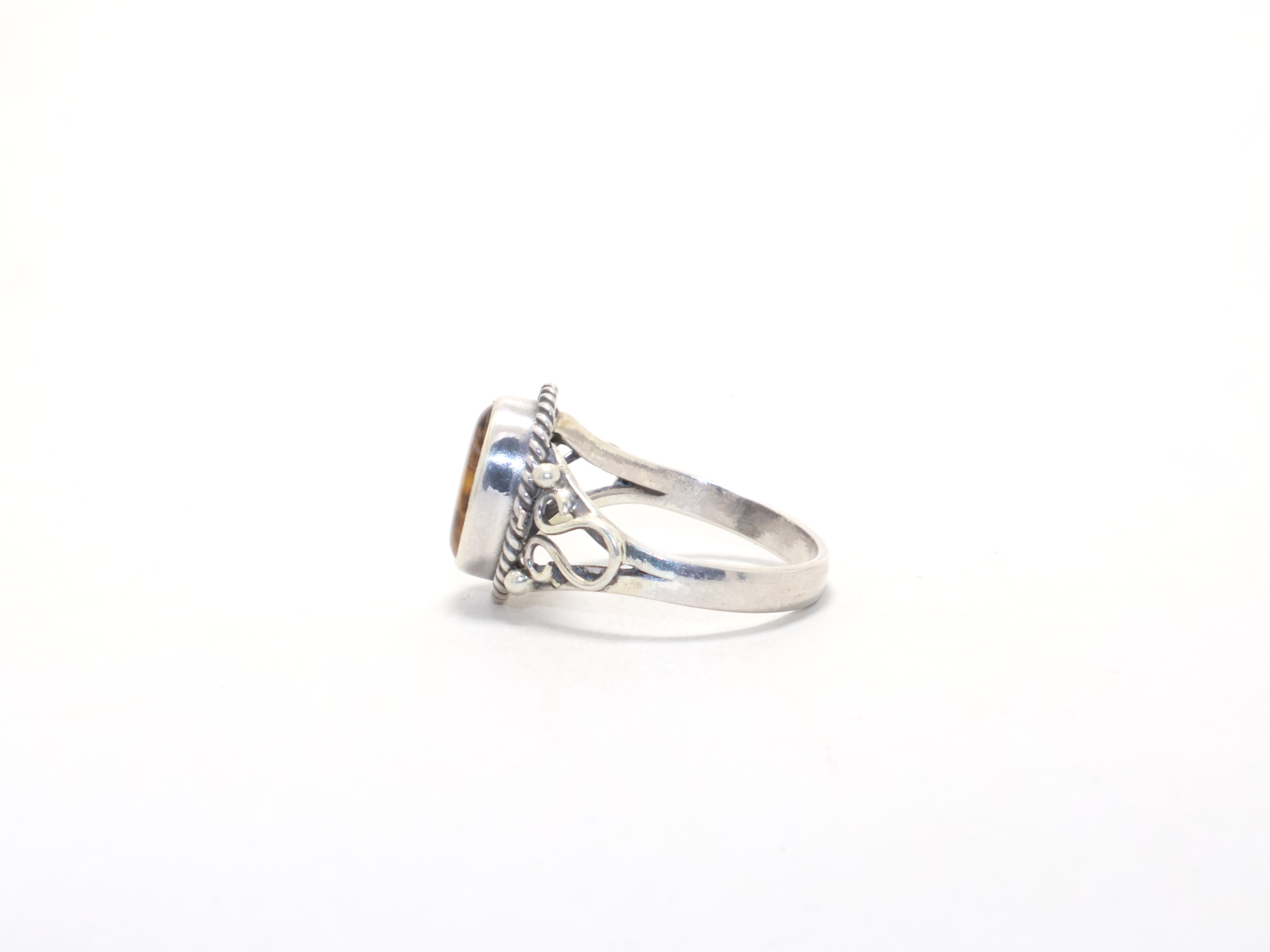Designer Tigerauge Ring Gelber Stein Ring 925 Sterling Silber Versprechensring Geburtsstein Ring Stapelring