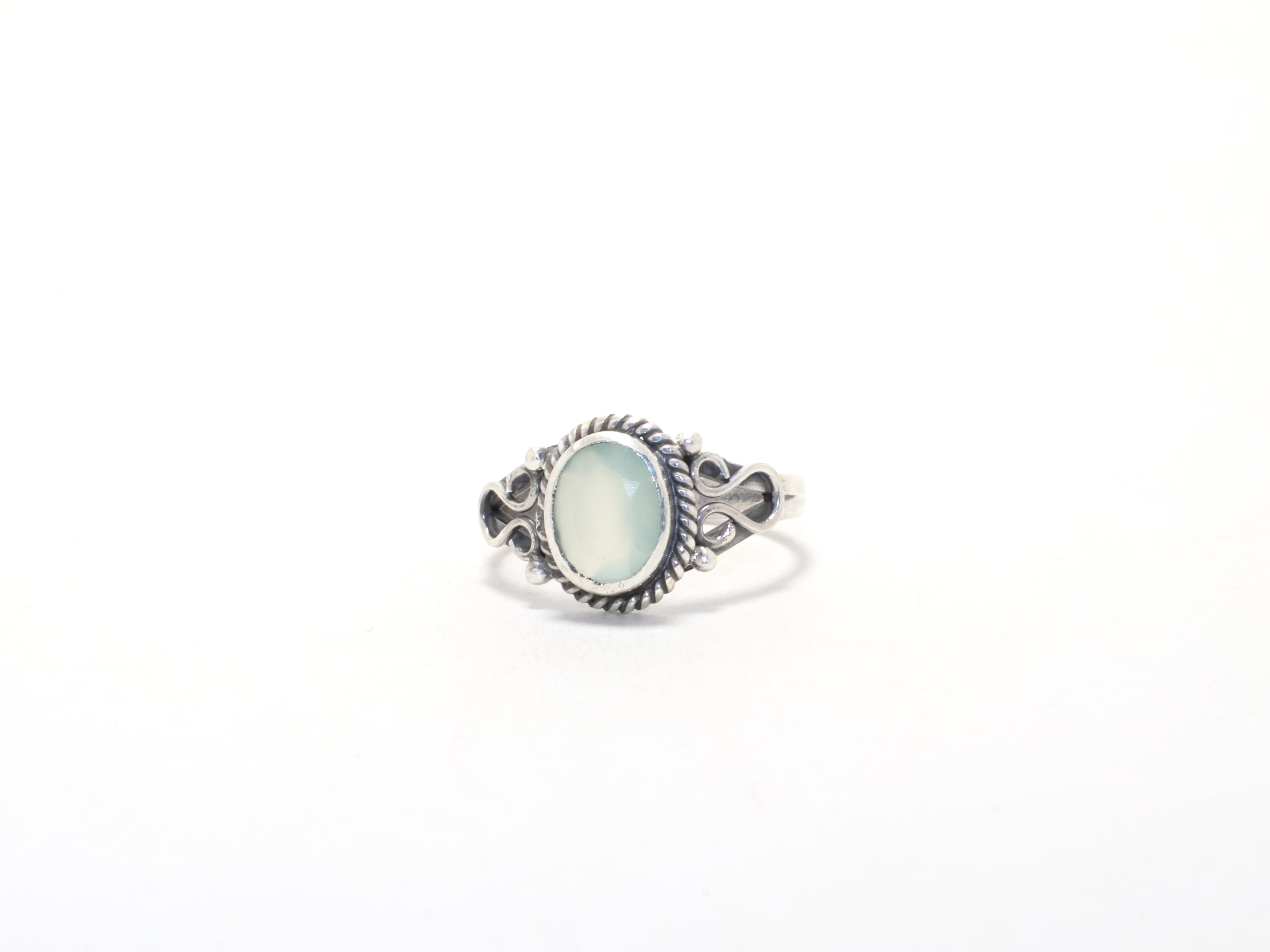 Designer Aqua Chalcedoon Ring Ovale Edelsteen Maart Geboortesteen Ring 925 Zilveren Ring Blauwe Steen Boheemse Ring