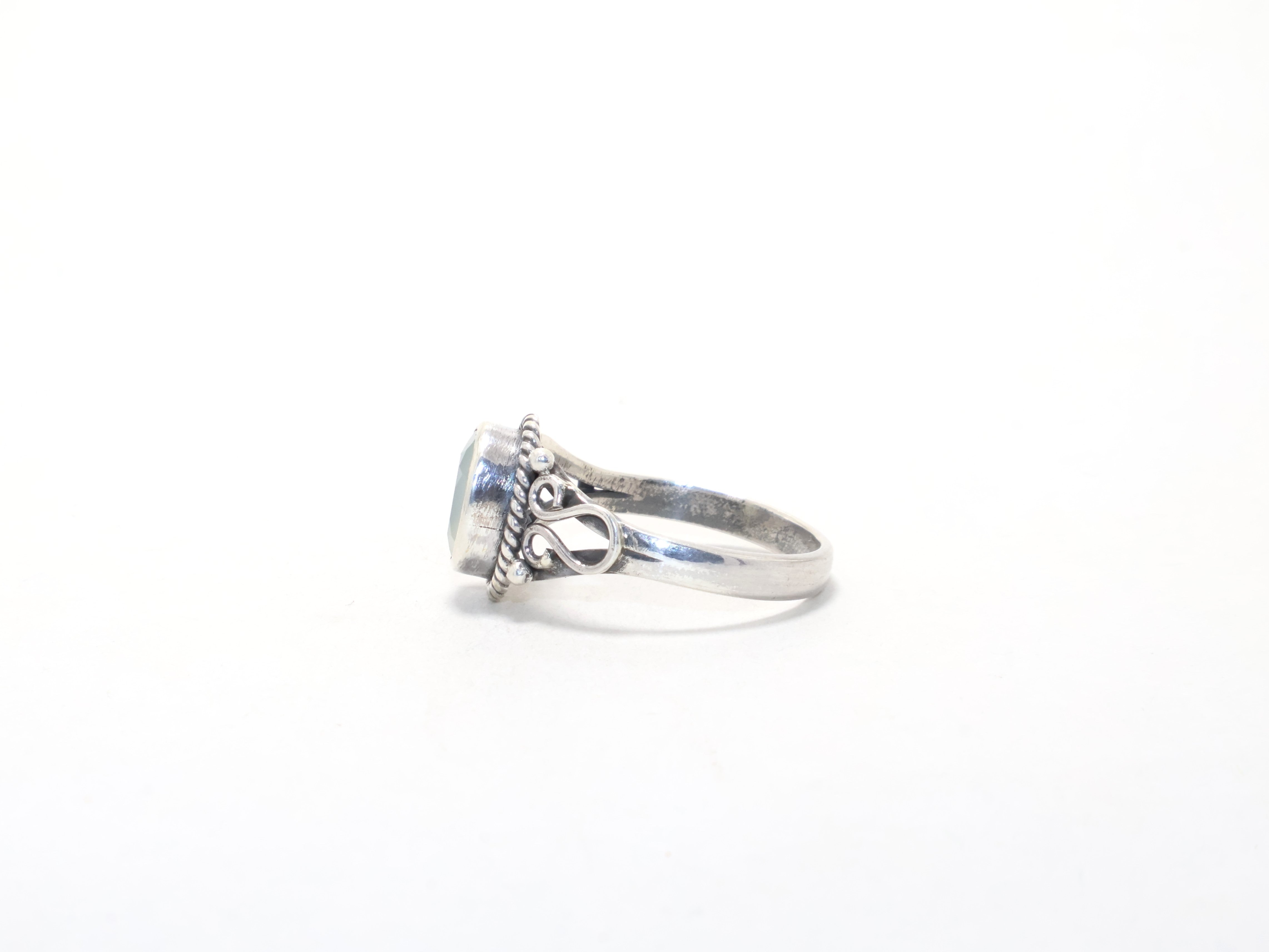 Designer Aqua Chalcedon Ring Oval Edelstein März Geburtsstein Ring 925 Silber Ring Blauer Stein Böhmischer Ring