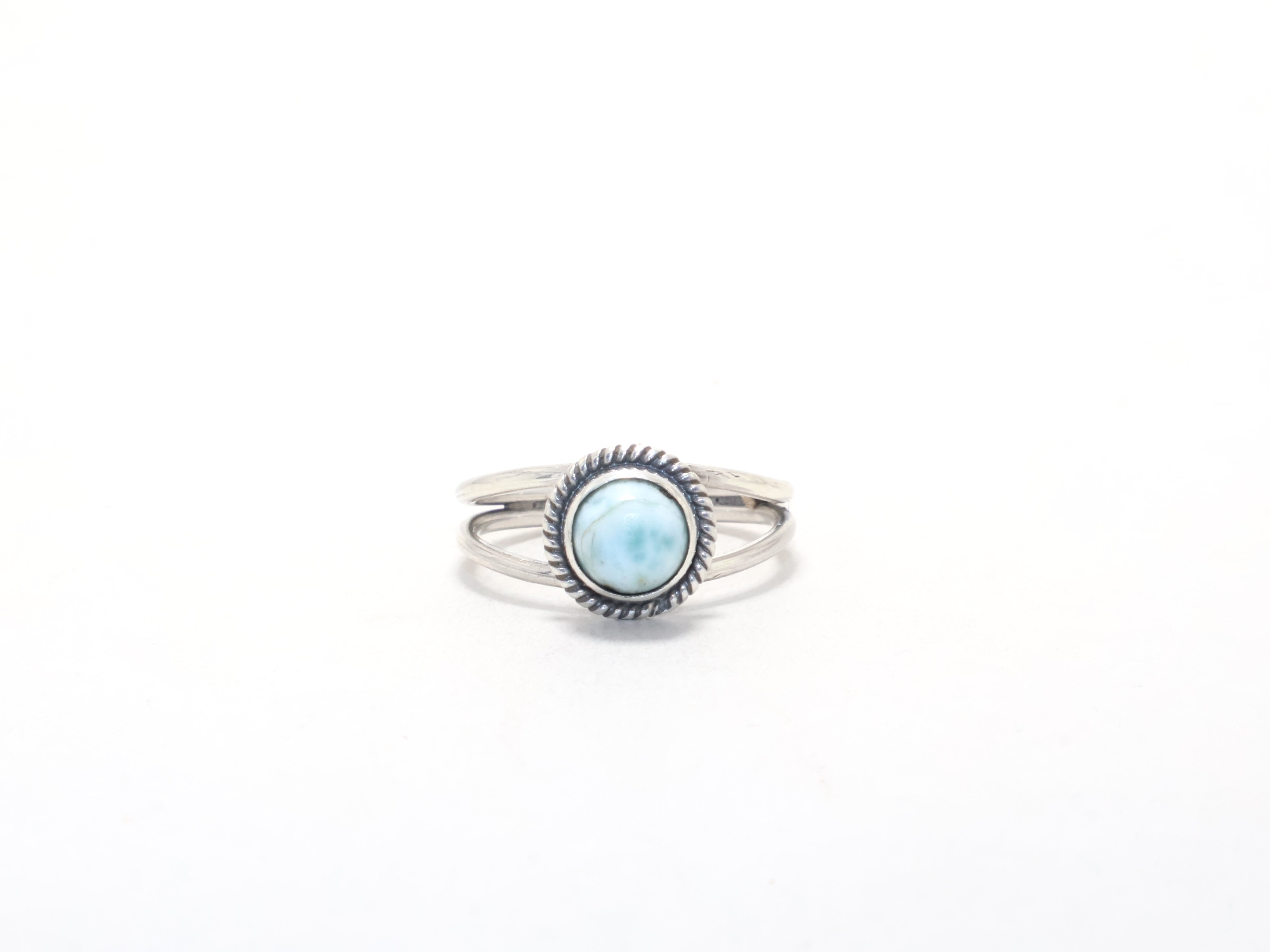 Runder Designer Larimar Ring Februar Geburtsstein Minimalistischer Ring Böhmischer Ring 925 Sterling Silber