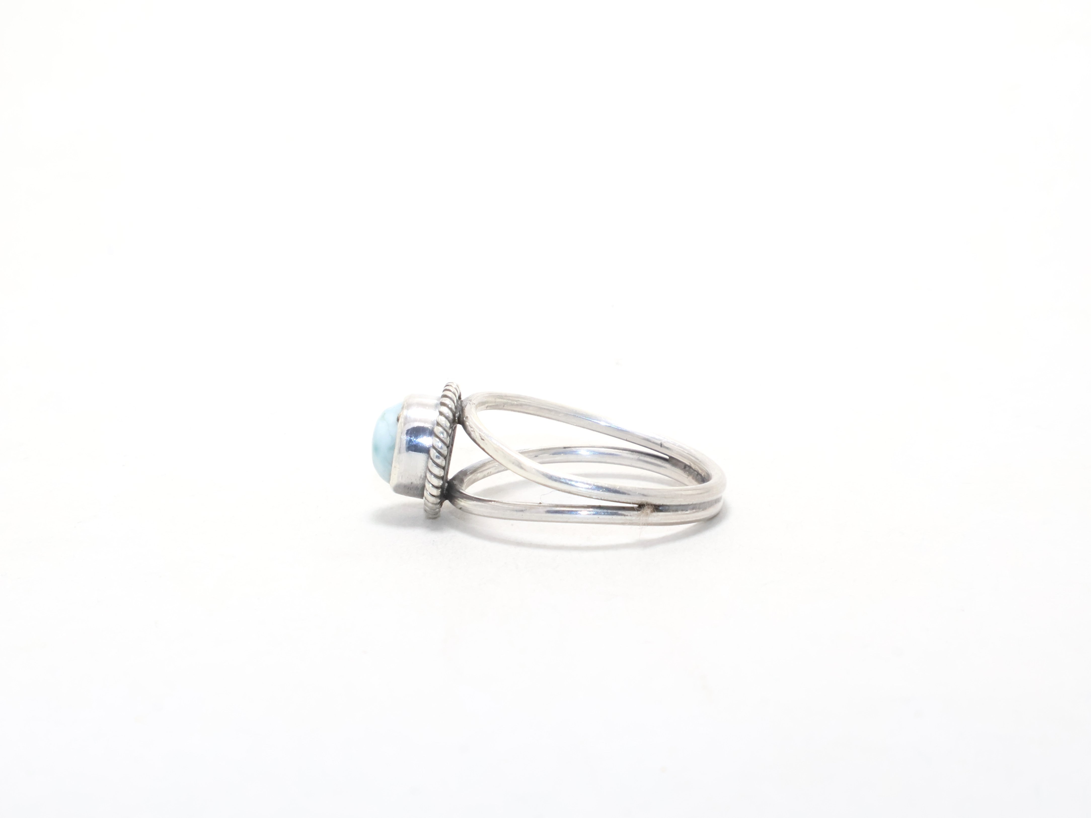 Runder Designer Larimar Ring Februar Geburtsstein Minimalistischer Ring Böhmischer Ring 925 Sterling Silber