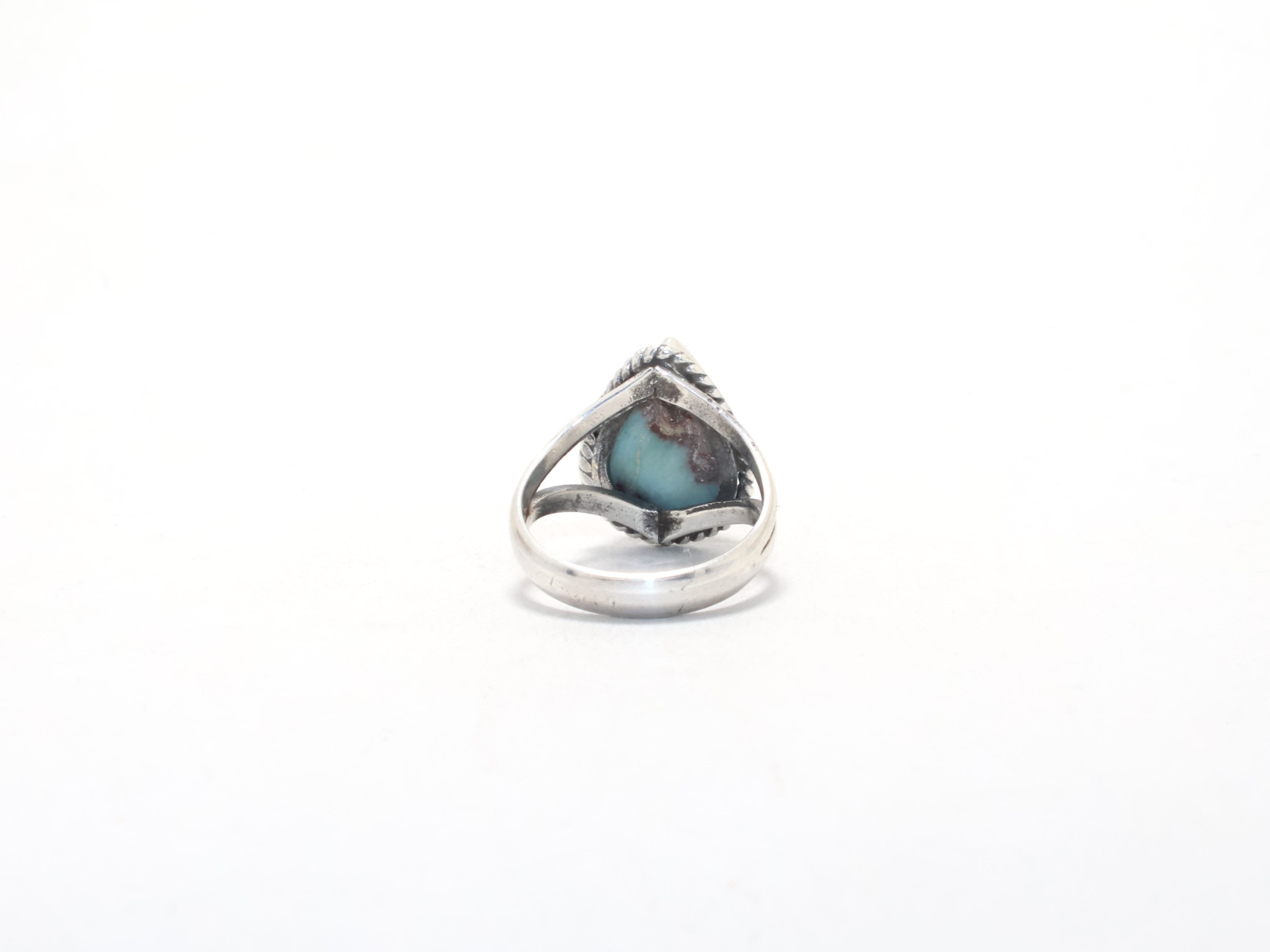 Birnenförmiger Larimar-Ring Geburtsstein Februar Designerring Böhmischer Schmuck Geschenk für Sie Minimalistischer Ring Handgemachter Ring 925 Sterling Silber