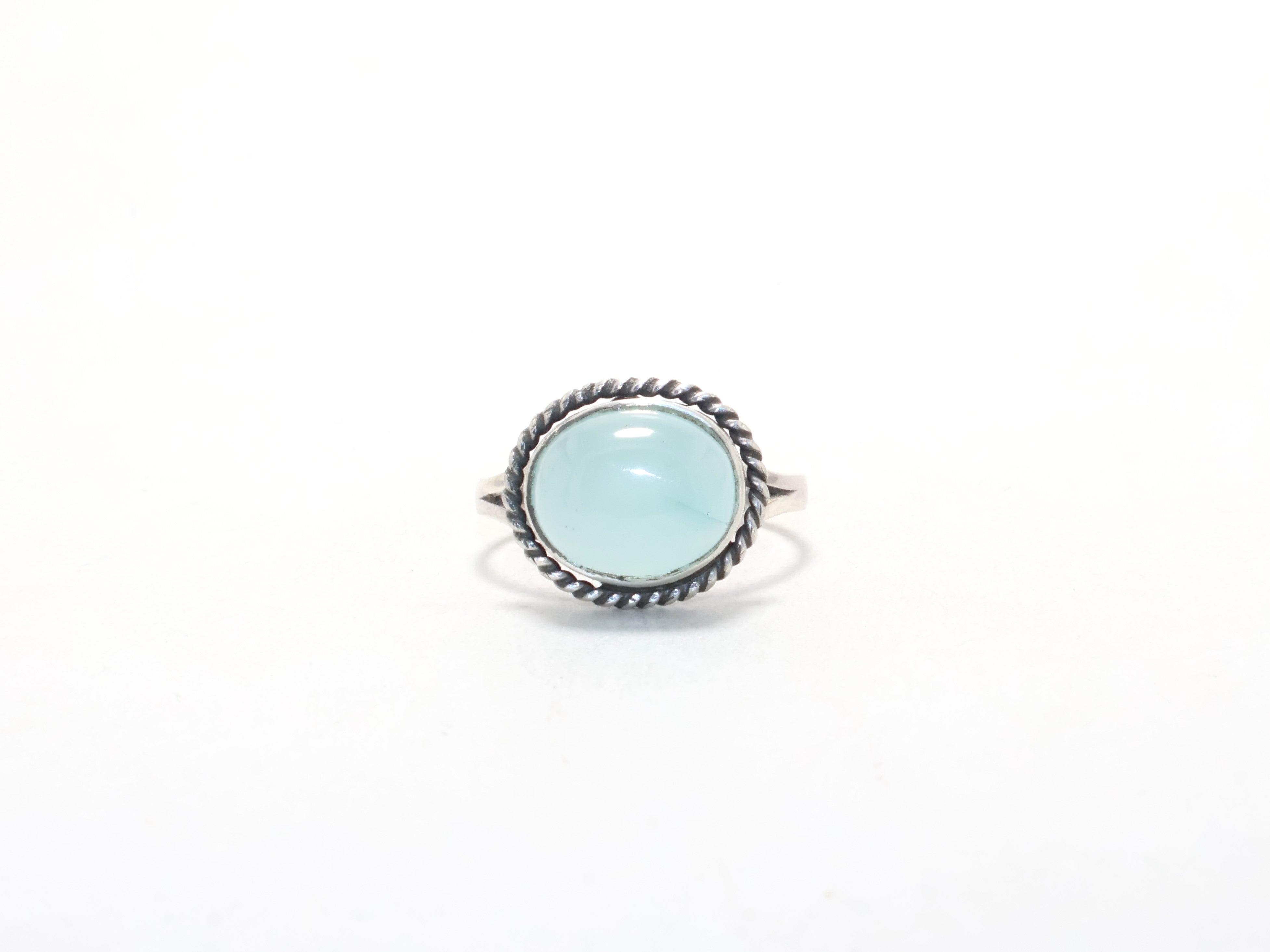 925 Silberring Aqua Chalcedon Ring Edelsteinschmuck März Geburtsstein Designer Verlobungsring Boho Ring Geschenkidee