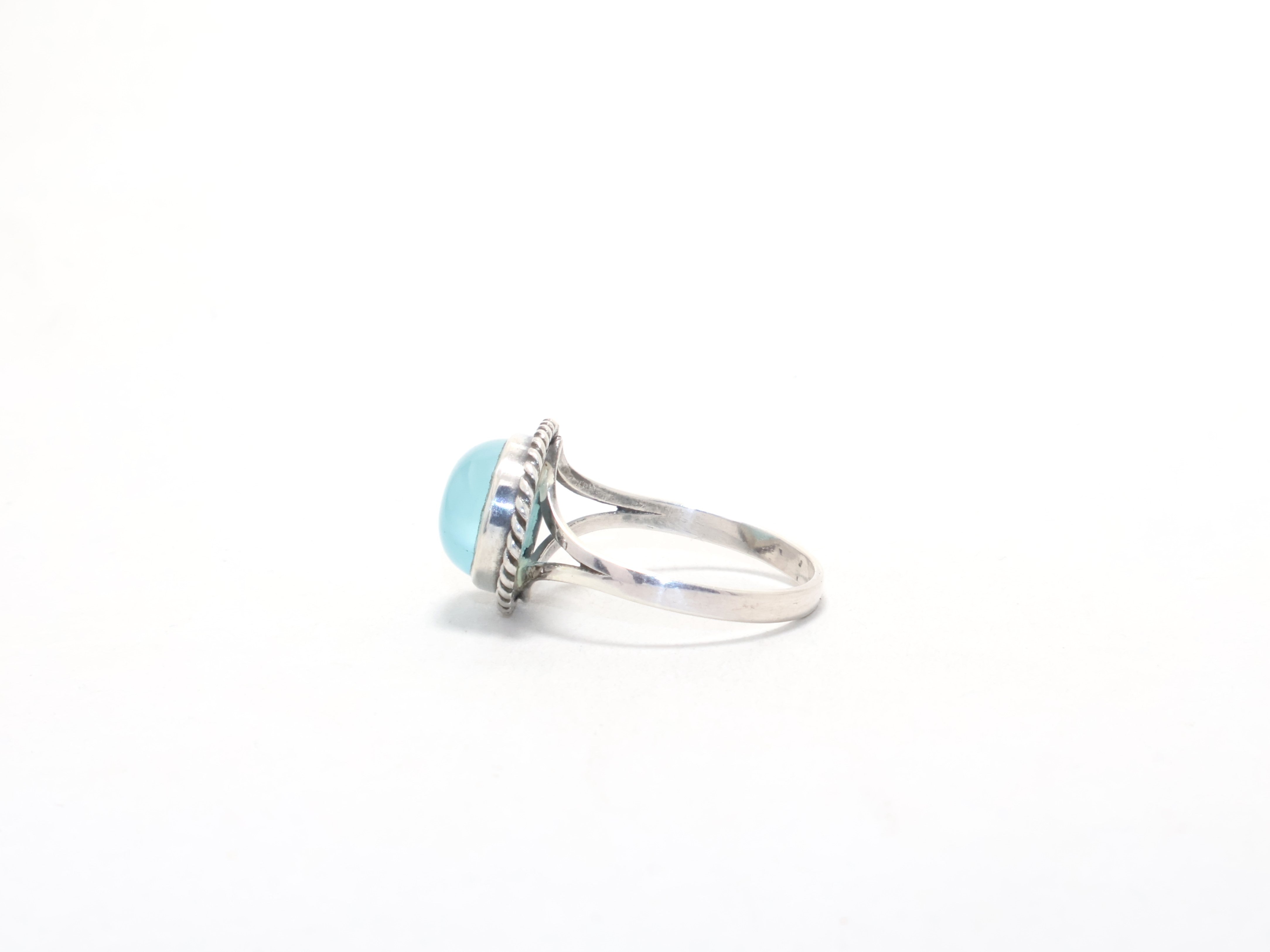 925 Silberring Aqua Chalcedon Ring Edelsteinschmuck März Geburtsstein Designer Verlobungsring Boho Ring Geschenkidee