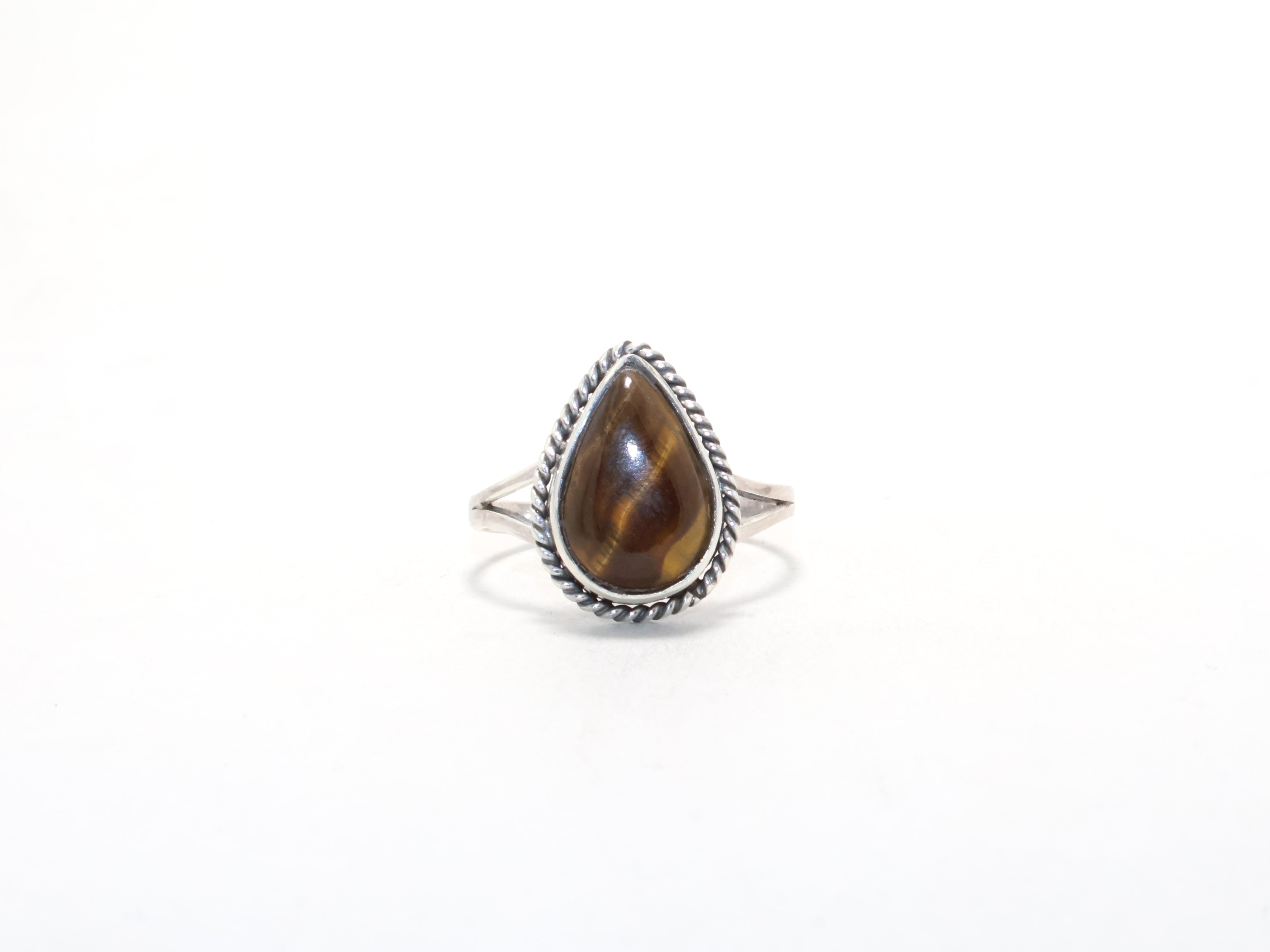 Tropfen Tigerauge Ring Handgemachter Designer Ring Versprechensring Geburtssteinring Böhmischer Ring 925 Sterling Silber