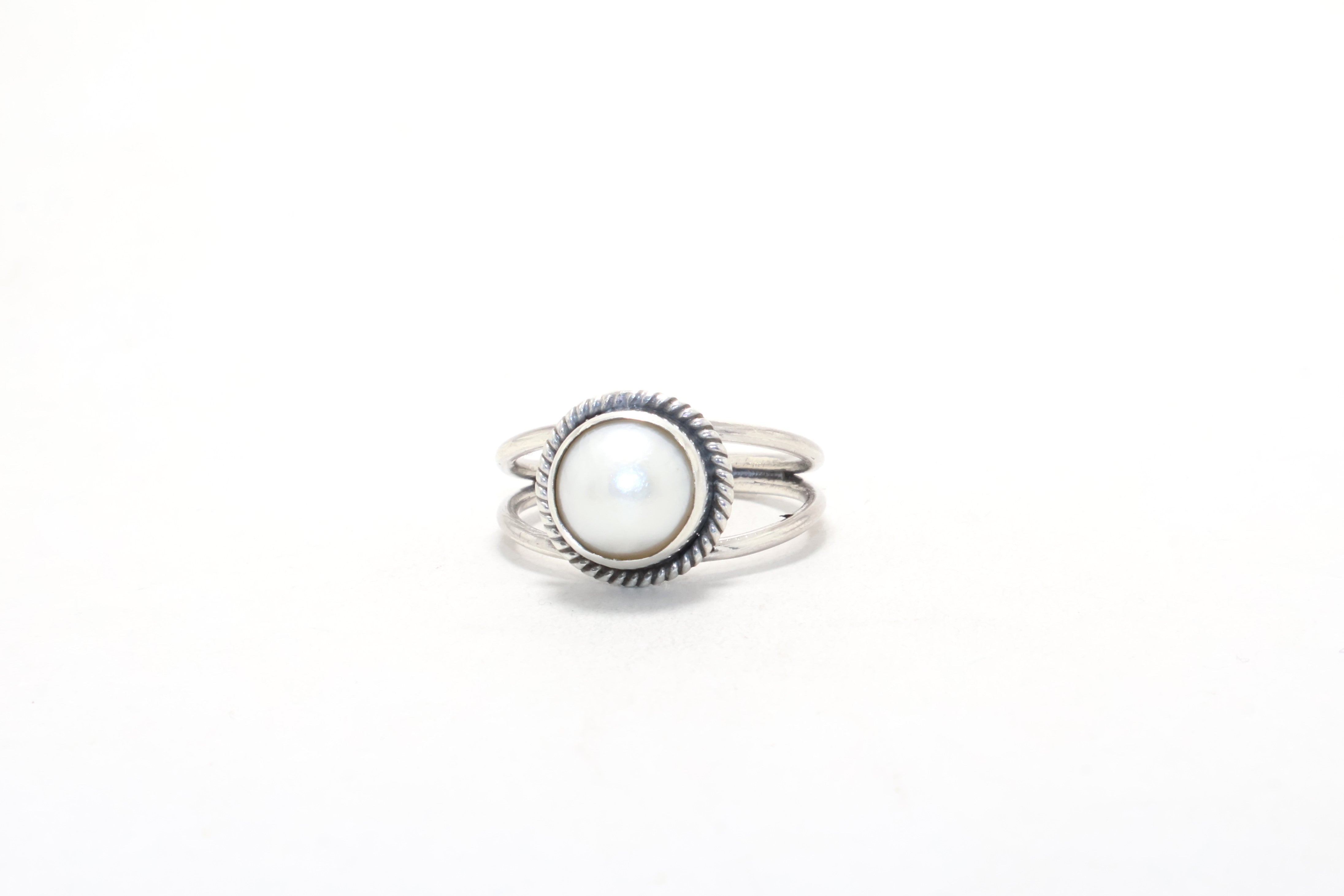 Silberner Perlenring Süßwasserperle Zierlicher Ring Handgemachter Ring 925er Sterling Silber Geschenk Für Alle Designer Ring