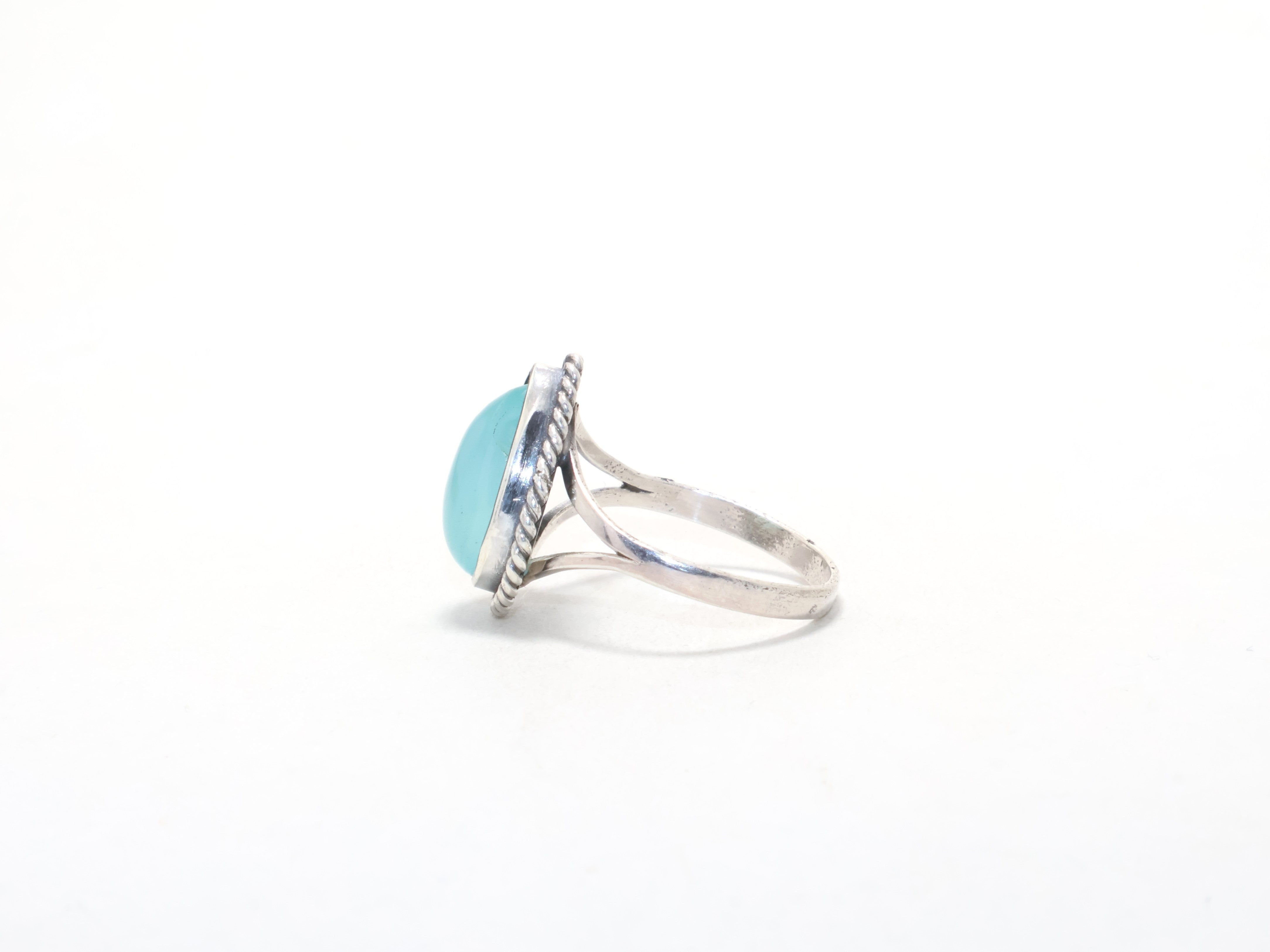 Tropfenförmiger Aqua Chalcedon Ring 925 Sterling Silber Handgemachter Ring Geschenk Für Sie Versprechensring Zierlicher Ring Edelsteinring