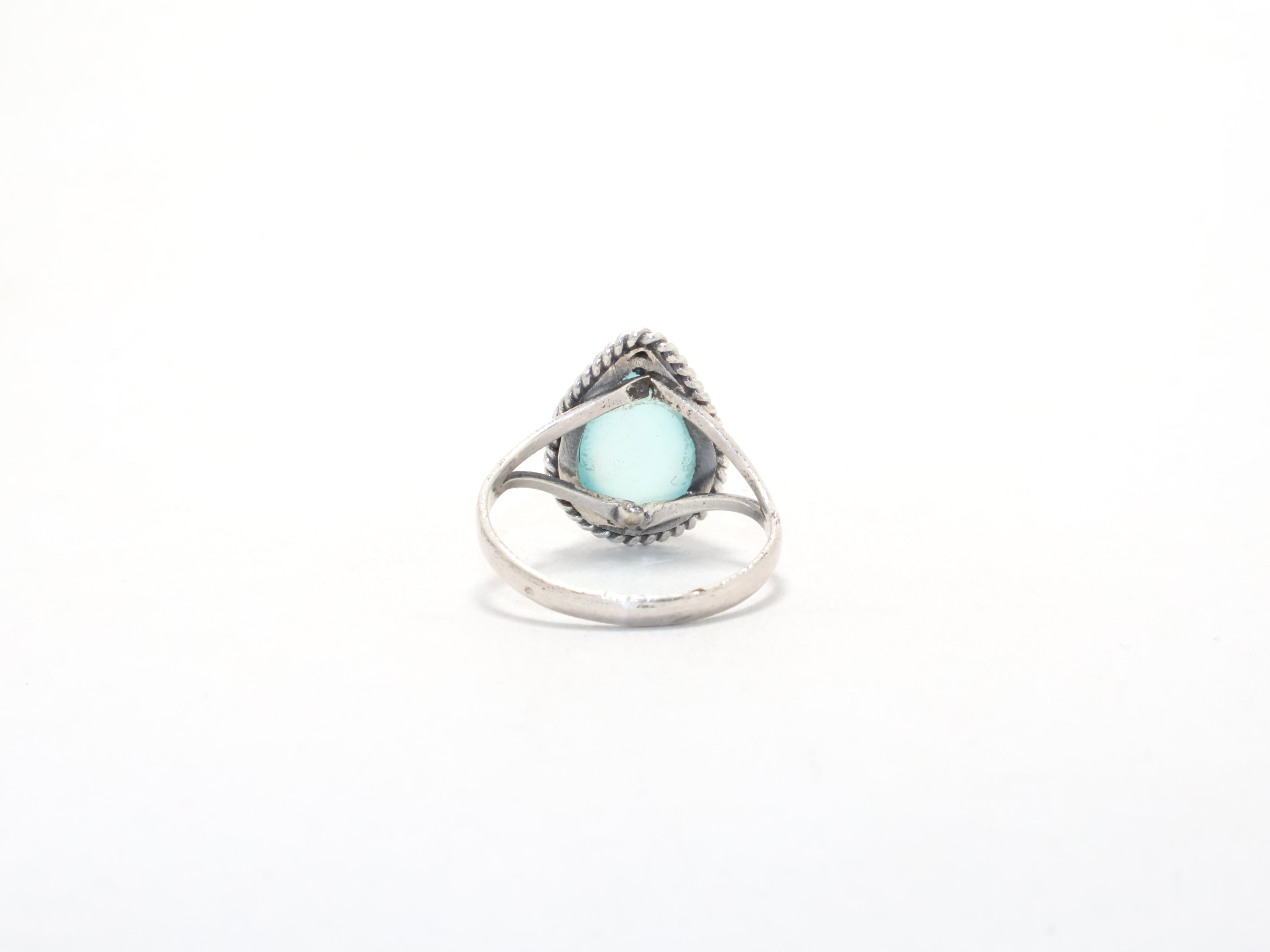 Tropfenförmiger Aqua Chalcedon Ring 925 Sterling Silber Handgemachter Ring Geschenk Für Sie Versprechensring Zierlicher Ring Edelsteinring