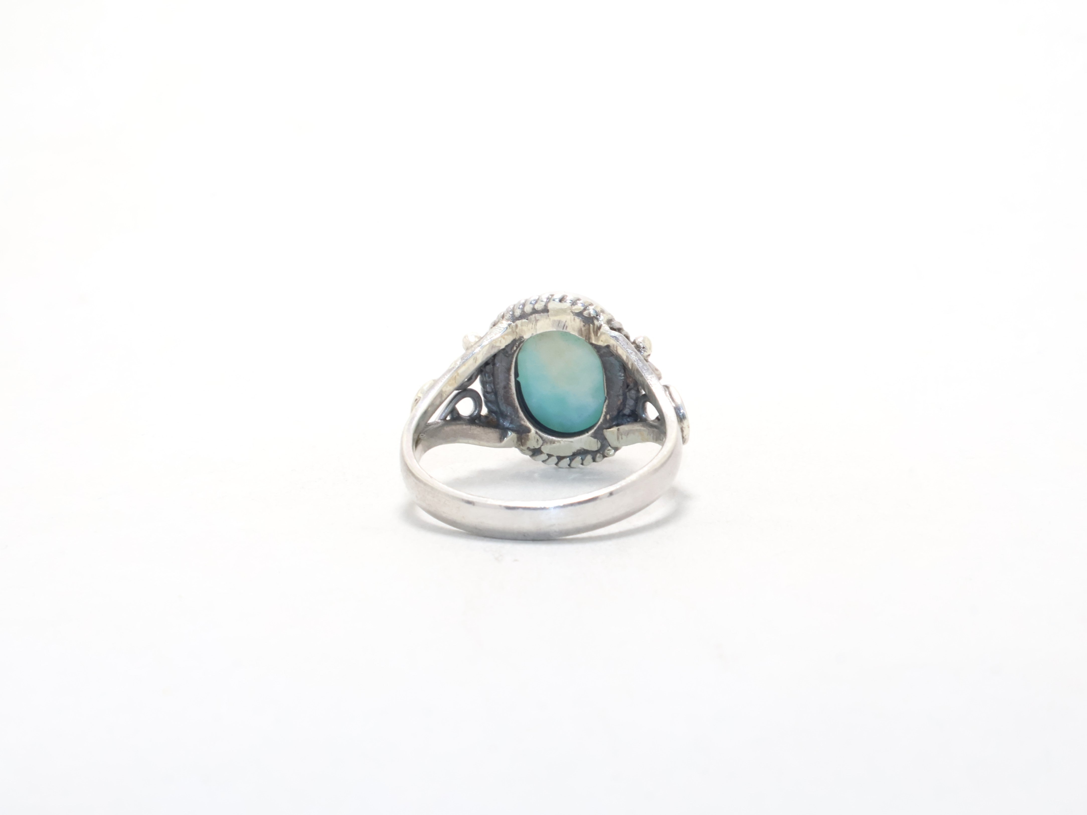 Designer Oval Larimar Ring Zierlicher minimalistischer Edelsteinring 925 Sterling Silber Geburtssteinring Geschenk für sie