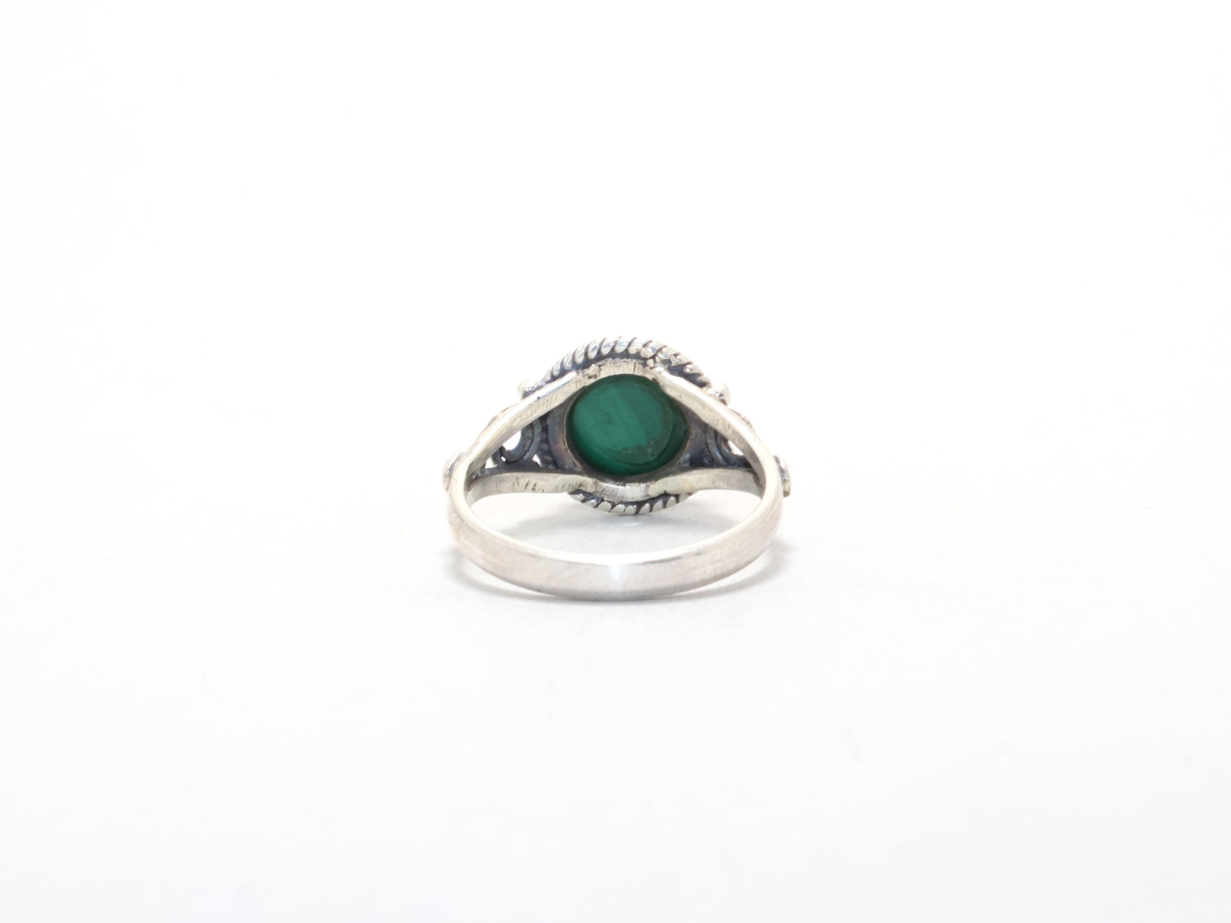 Sterling Silber Malachit Ring Grüner Edelstein Böhmischer Schmuck Verlobungsring Handgemachter Ring