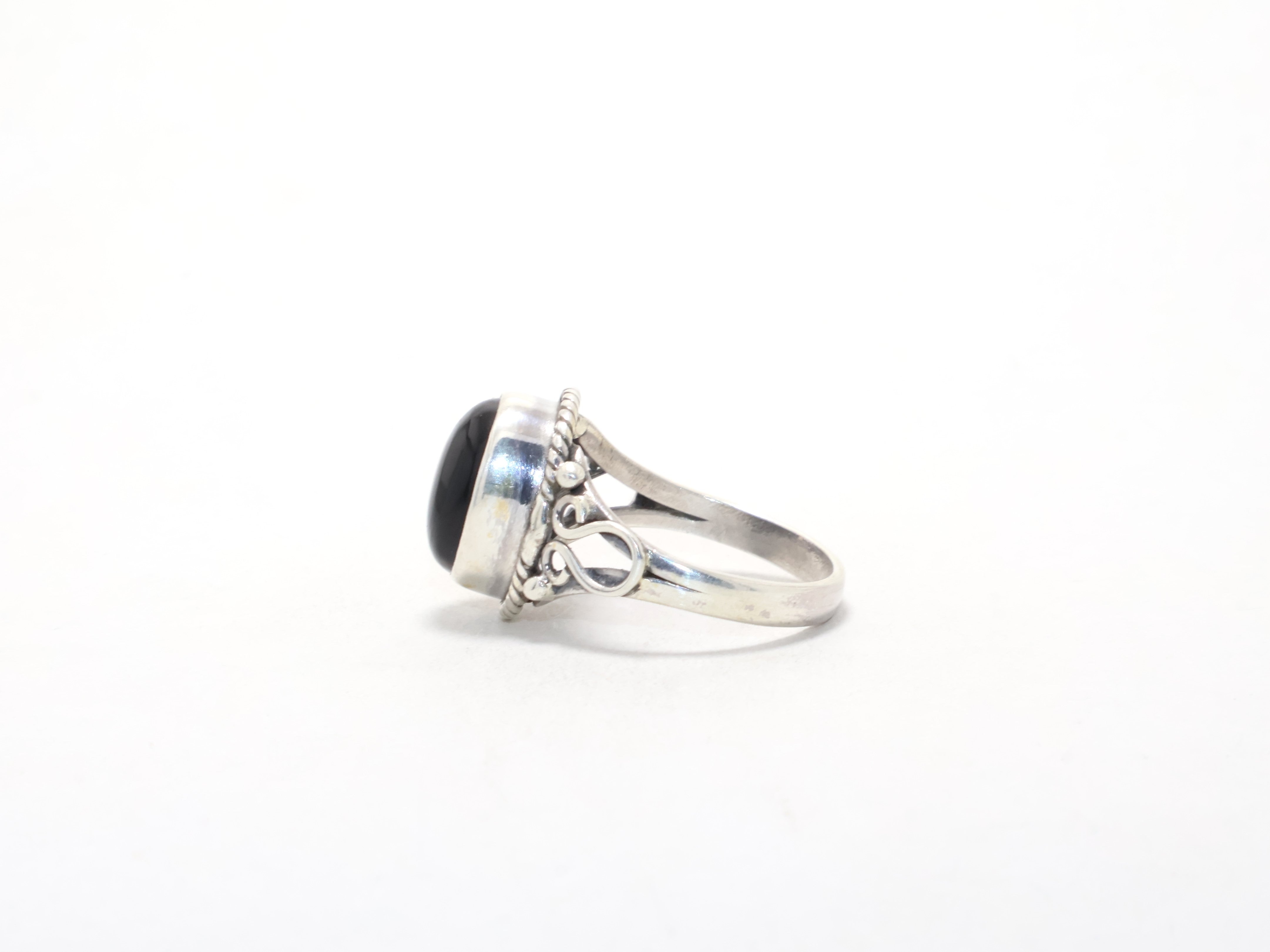 Schwarzer Onyx Stacking Ring Edelsteinring Cocktailring Bohemian Ring 925 Sterling Silber Geschenk für Sie