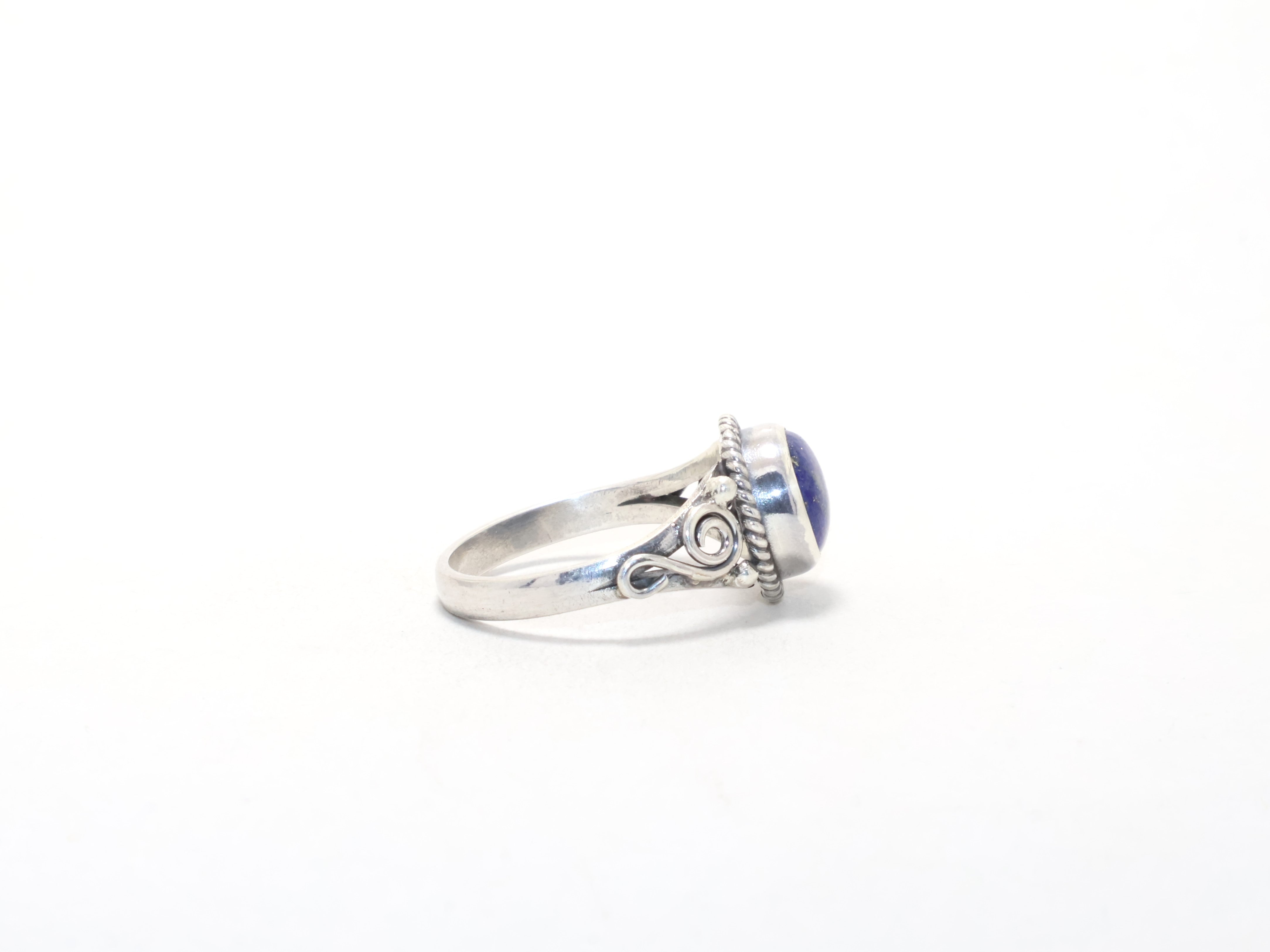 Silber Lapislazuli Ring Cocktailring September Geburtsstein Handgefertigt Minimalistischer Schmuck Böhmischer Ring Edelsteinring