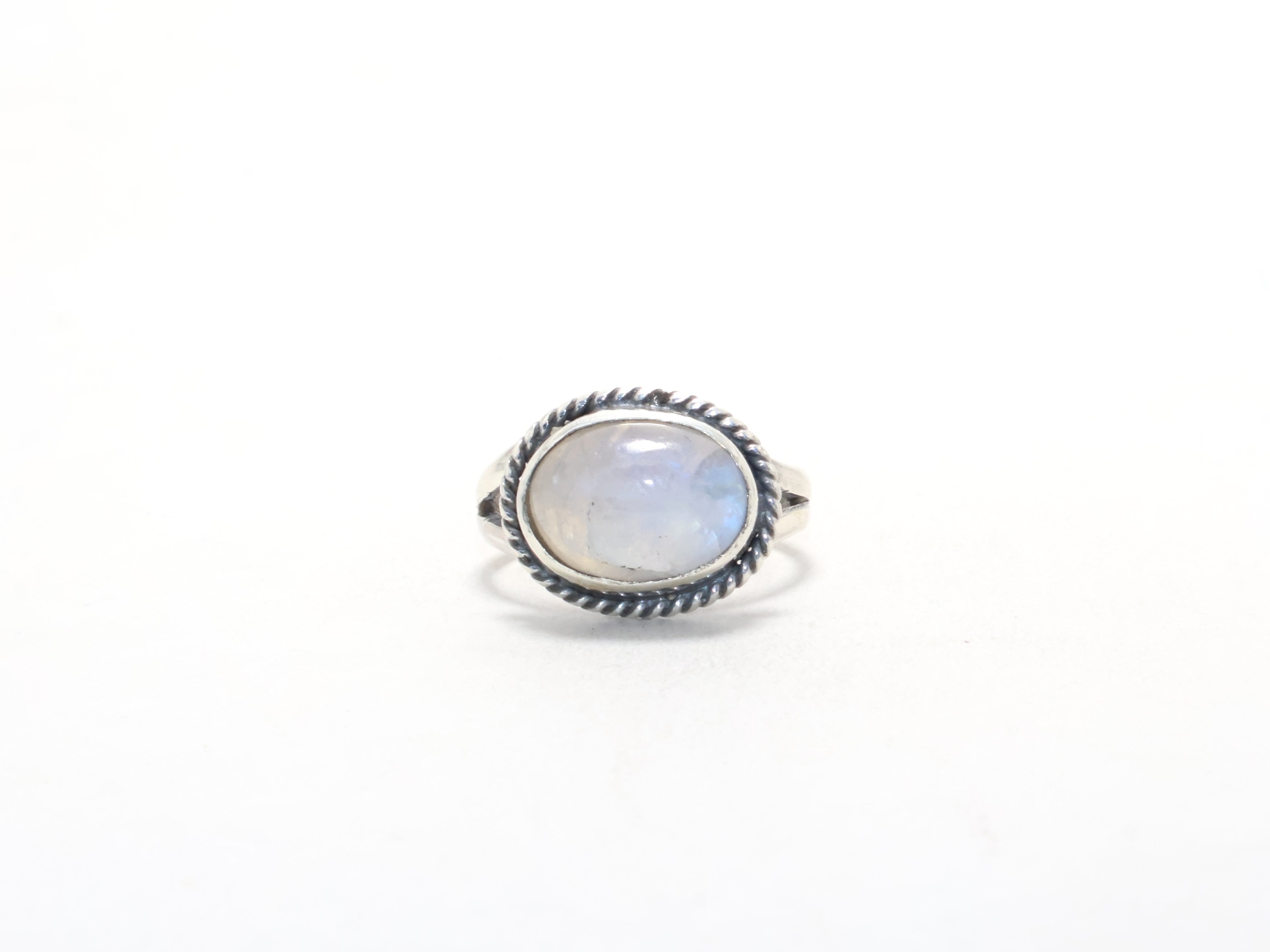 Regenbogen-Mondsteinring Juni Geburtsstein 925 Sterling Silber Designerring Geschenkartikel Edelsteinring Zierlicher Alltagsring