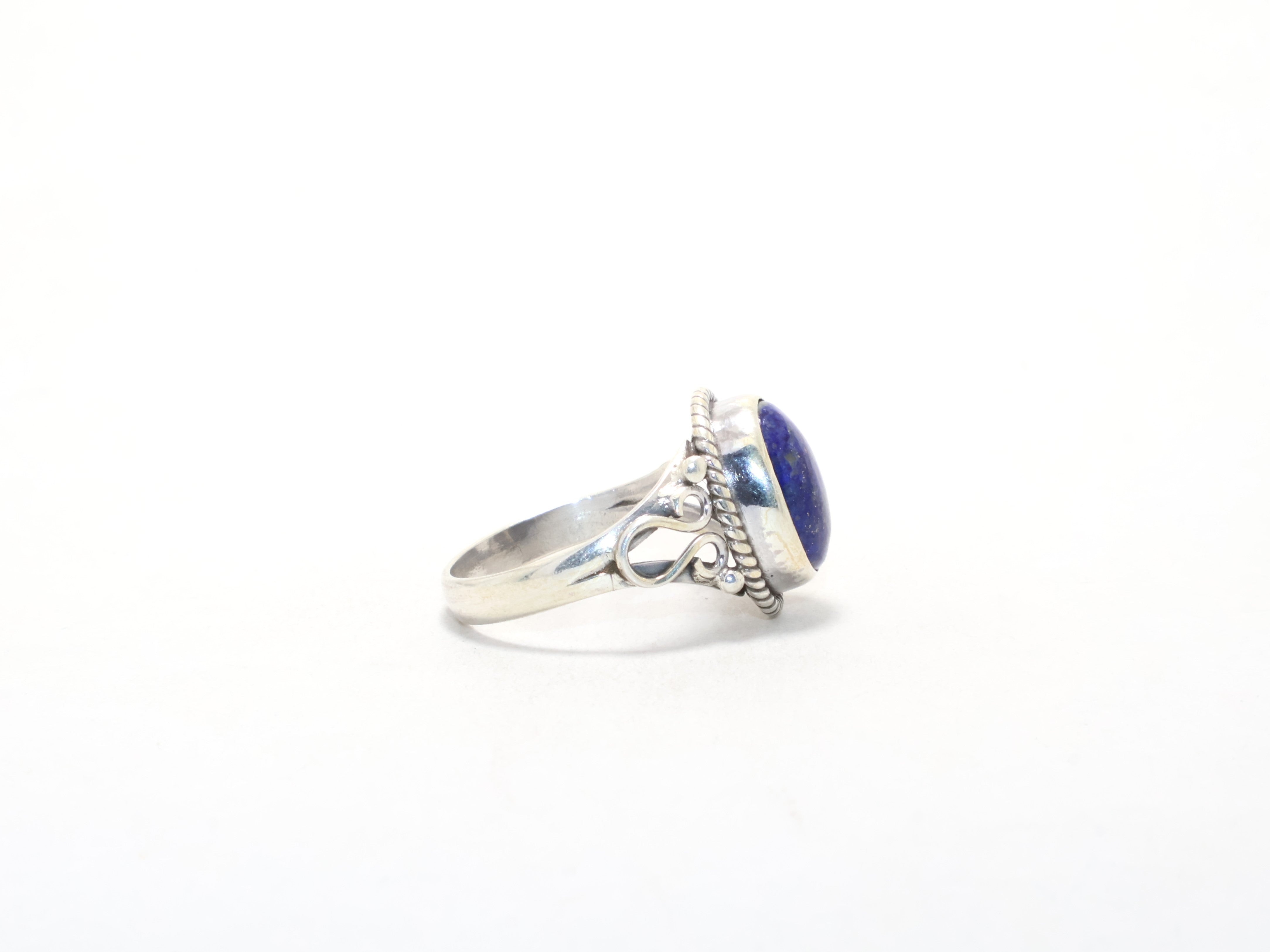 Echter blauer Lapislazuli Edelsteinring, Böhmischer Ring, September-Geburtsstein, Alltagsring, zierlicher Ring