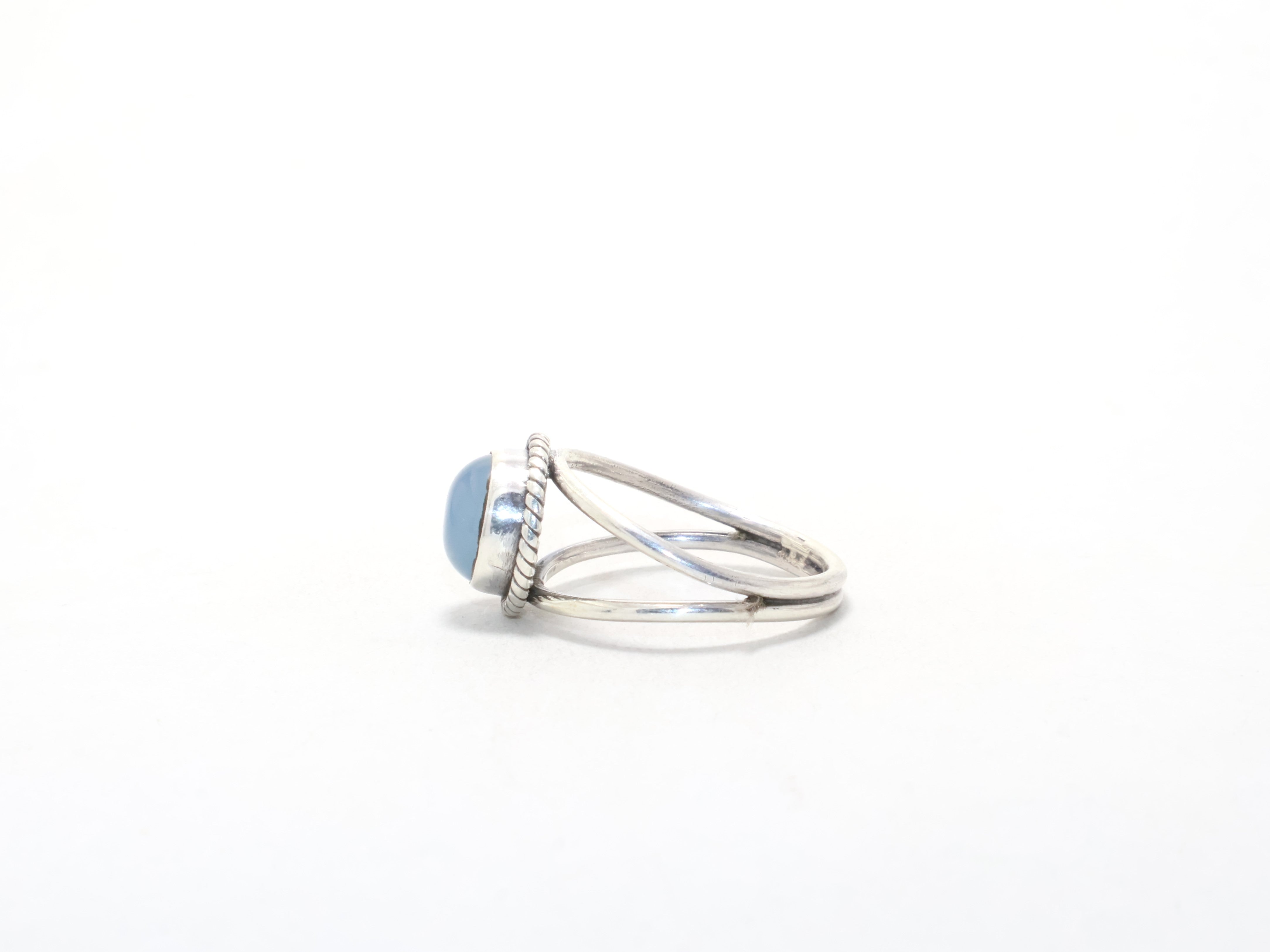 Aqua Chalcedony Edelsteinring Böhmischer Ring 925 Sterling Silber Juni Geburtsstein Handgefertigter Ring Cocktailring Minimalistischer Ring