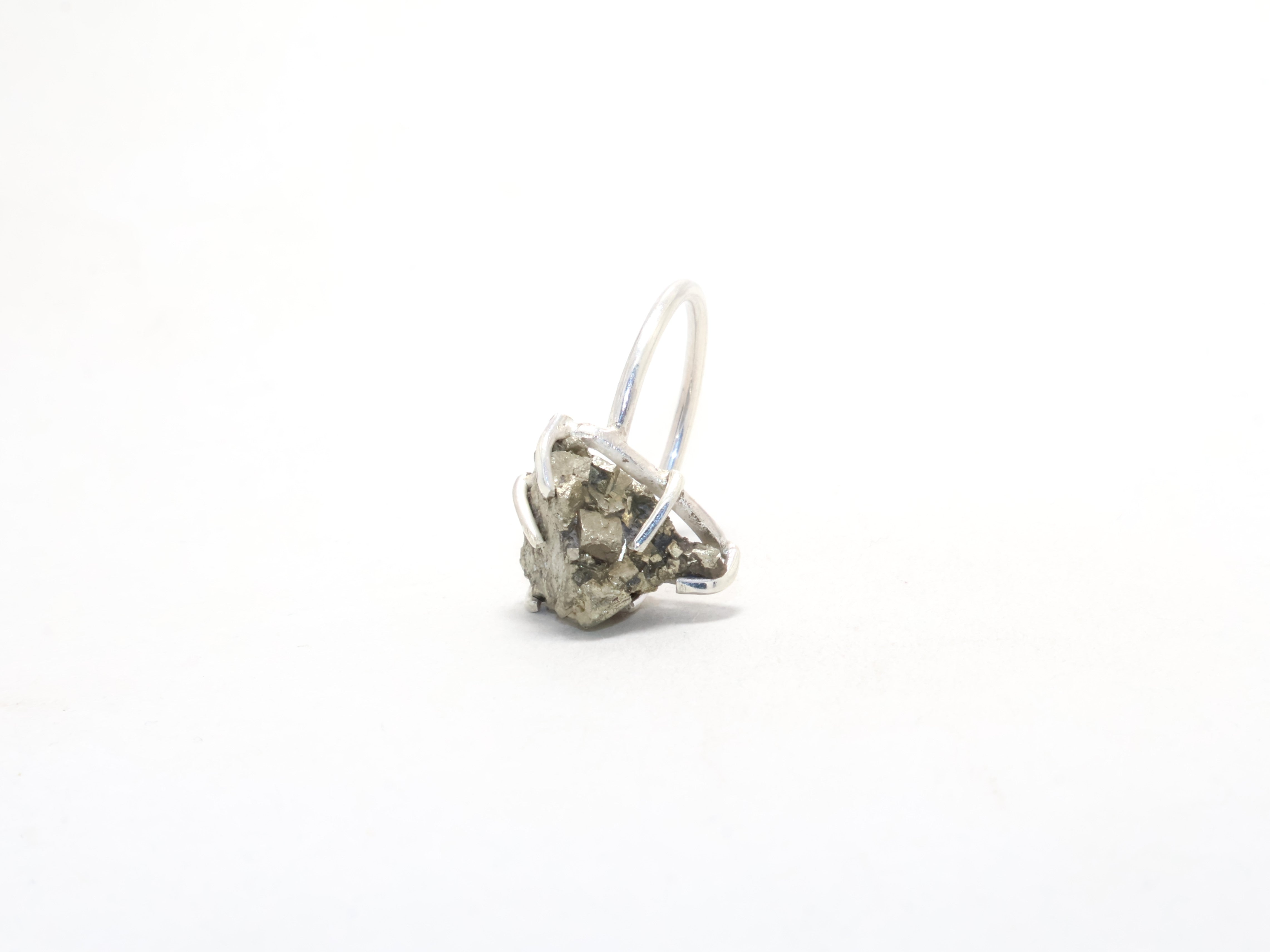 Roh Pyrit Silberring, Schmuck mit Rohstein, 925 Sterling Silber, Geburtssteinring, Böhmischer Ring, Versprechensring, Geschenk für Sie