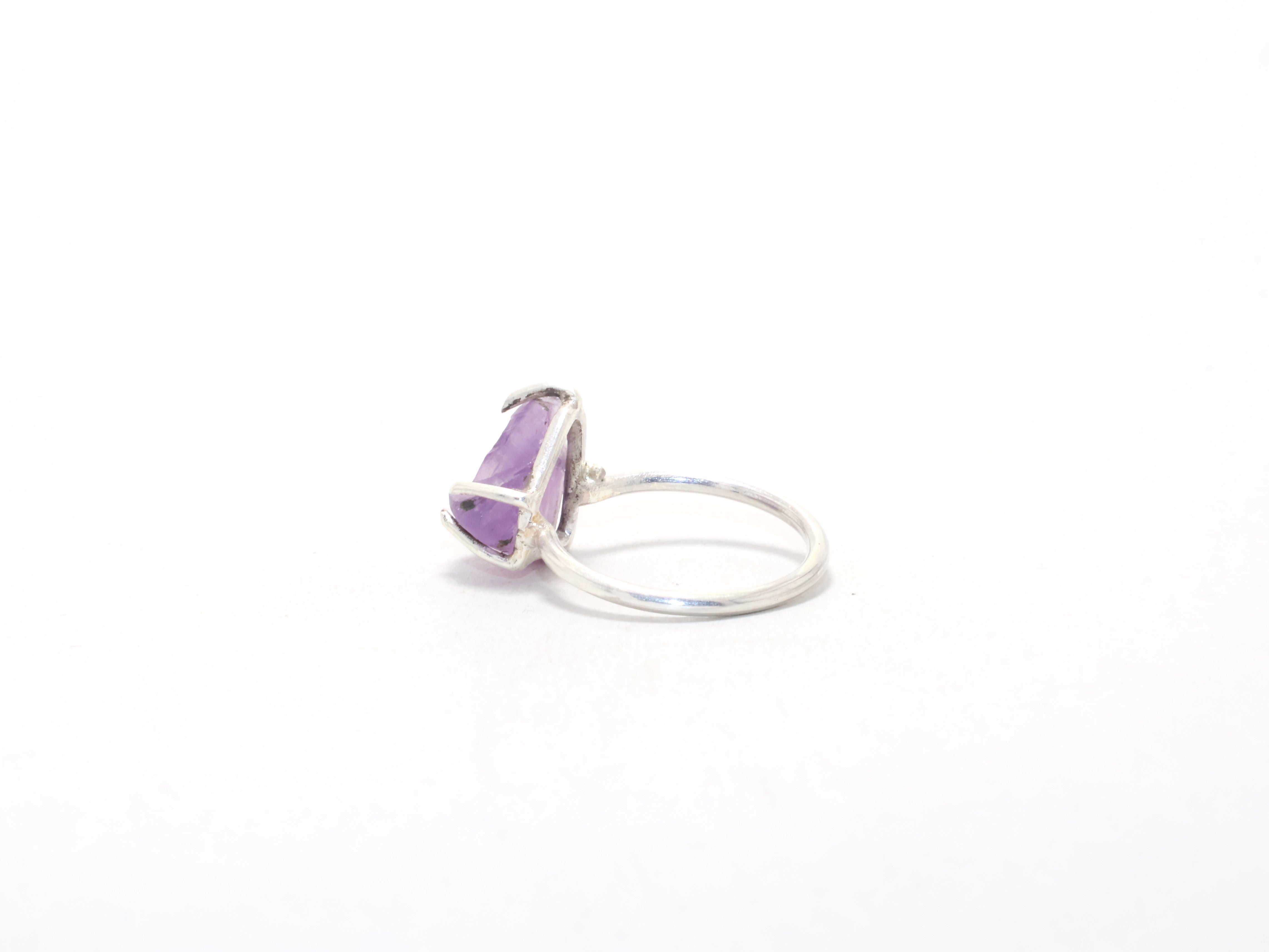 Natürlicher Amethyst Designerring Februar Geburtssteinring Edelsteinring 925 Sterling Silber Minimalistischer Ring