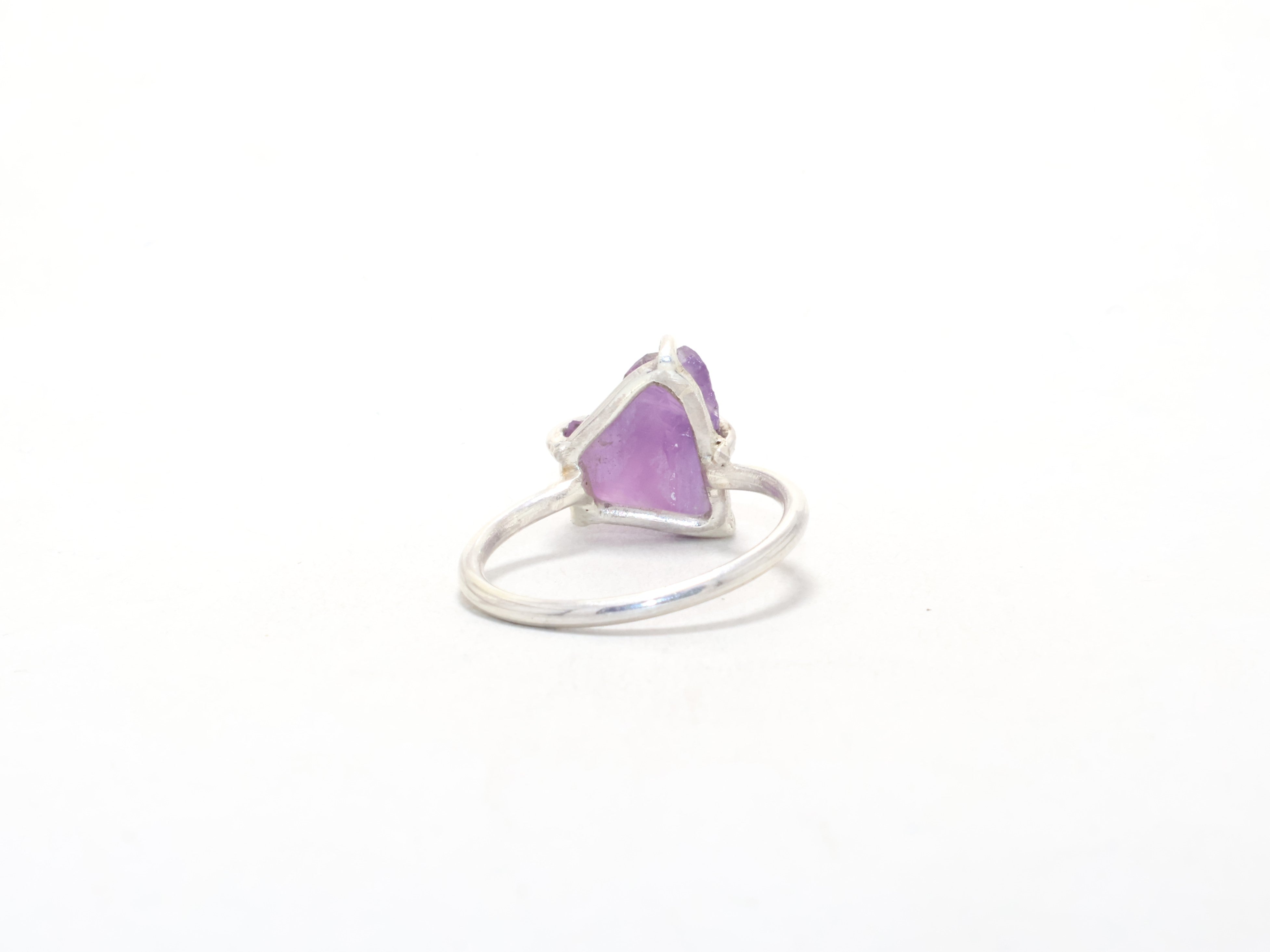 Natürlicher Amethyst Designerring Februar Geburtssteinring Edelsteinring 925 Sterling Silber Minimalistischer Ring