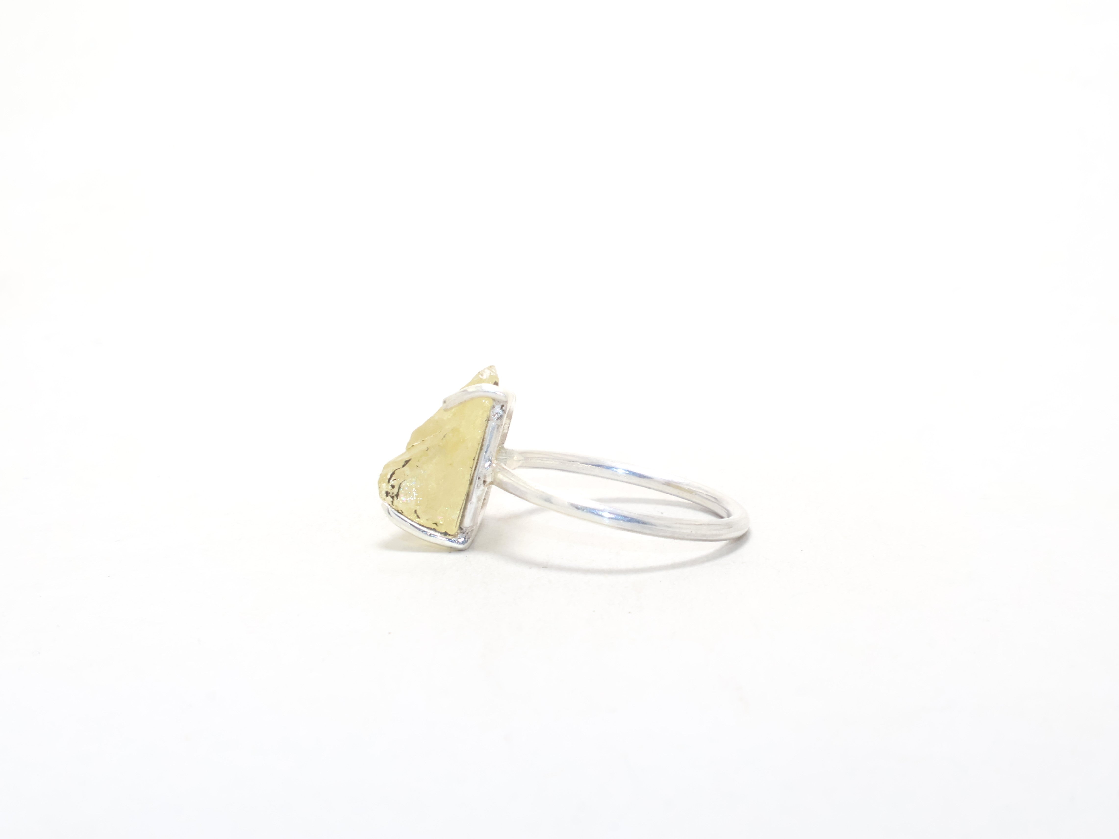 Handgefertigter Zitronenquarz-Silberring Verlobungsring Cocktailring 925 Sterling Silber Edelsteinring