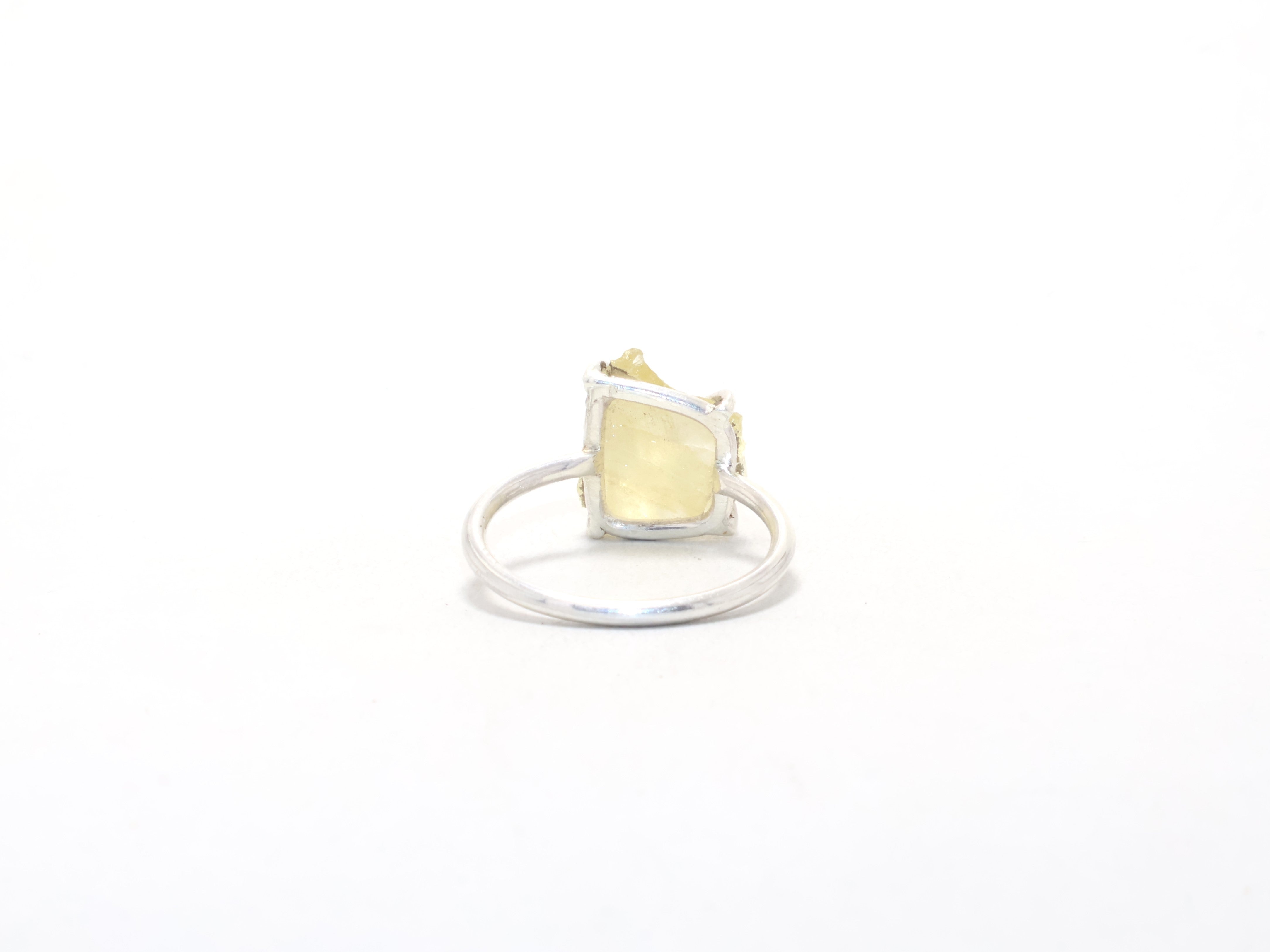 Handgefertigter Zitronenquarz-Silberring Verlobungsring Cocktailring 925 Sterling Silber Edelsteinring
