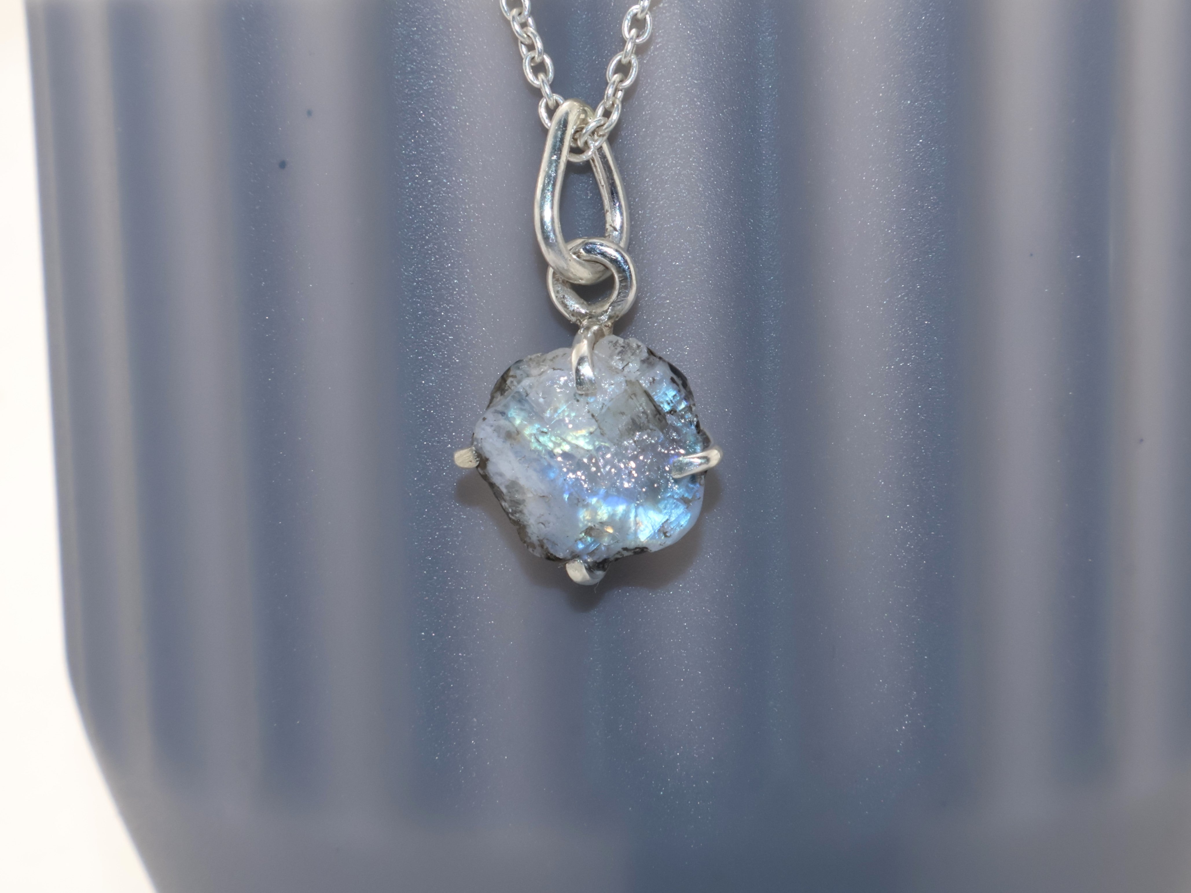 Raw Moonstone Necklace Moonstone Pendant Necklace June Birthstone Necklace Genuine Gemstone Jewelry Gift For Her 925 Sterling Silver