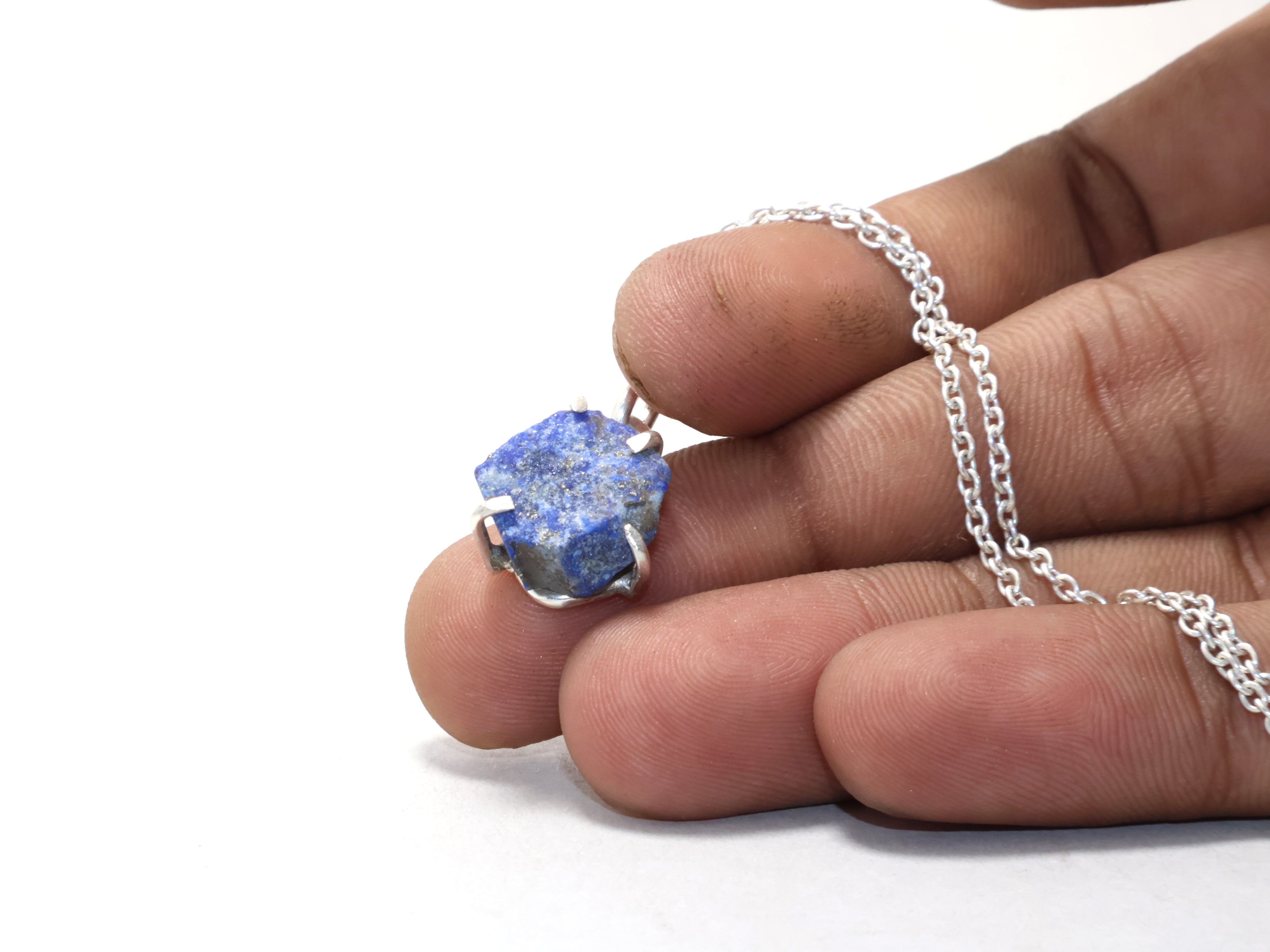 Natürliche Lapislazuli Halskette Geburtstagsgeschenk Zierliche Halskette Handgemachter Schmuck Geschenk Für Sie Sterlingsilber September Geburtsstein Halskette