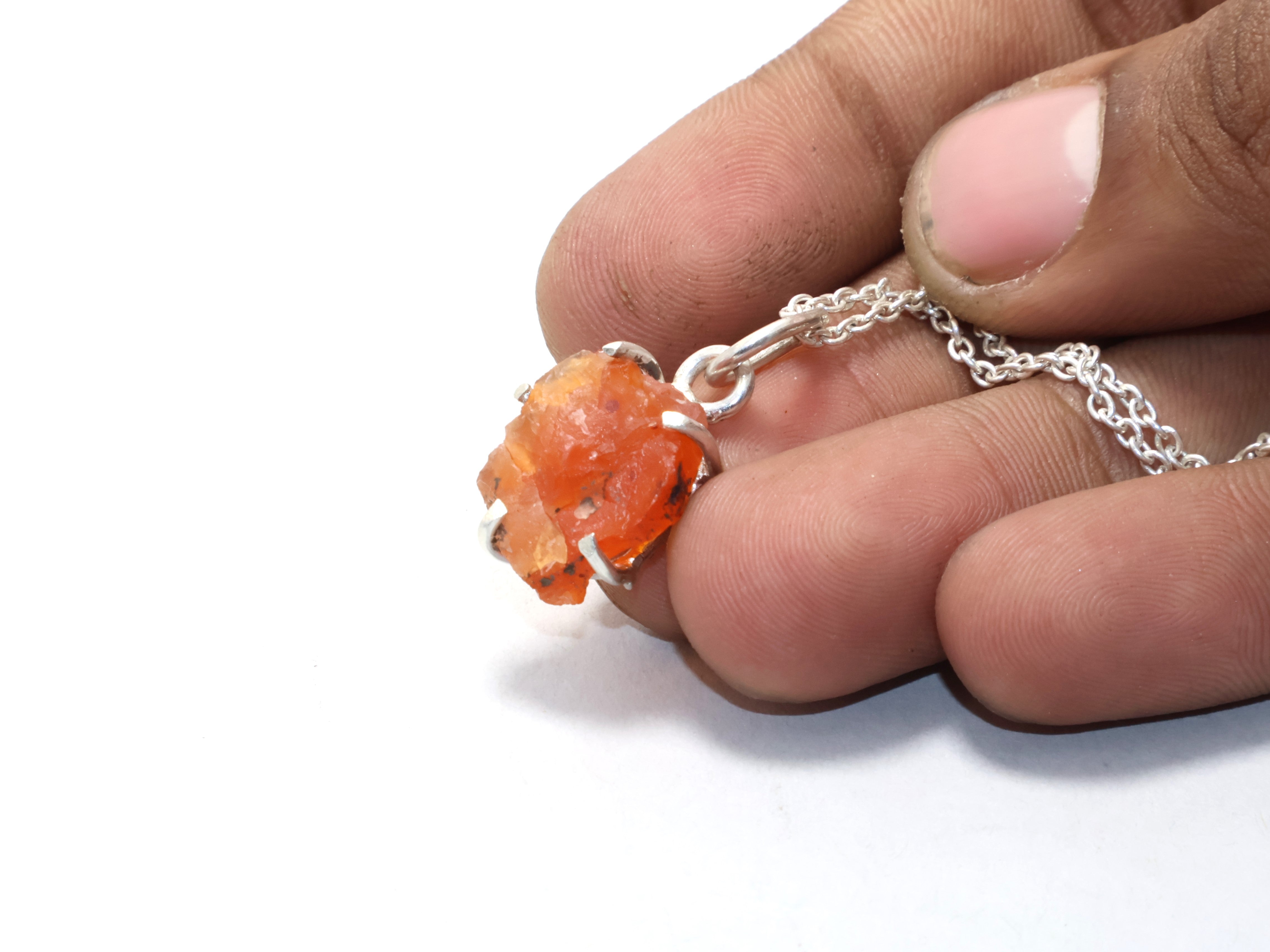 Rohe Karneol Halskette Juli Geburtsstein Halskette Zierliche Anhänger Geschenkartikel 925 Sterling Silber Edelstein Halskette Böhmische Halskette