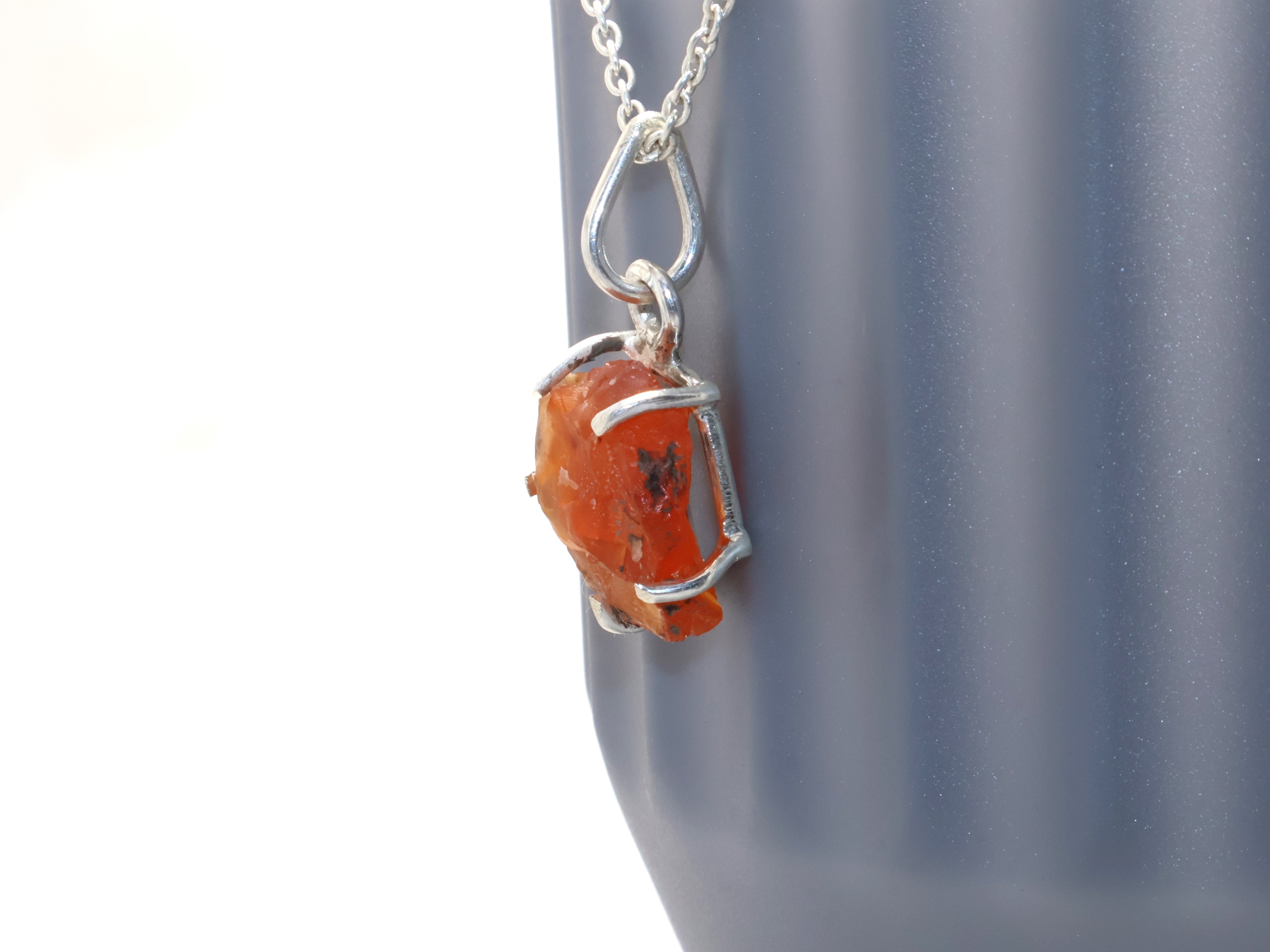 Rohe Karneol Halskette Juli Geburtsstein Halskette Zierliche Anhänger Geschenkartikel 925 Sterling Silber Edelstein Halskette Böhmische Halskette