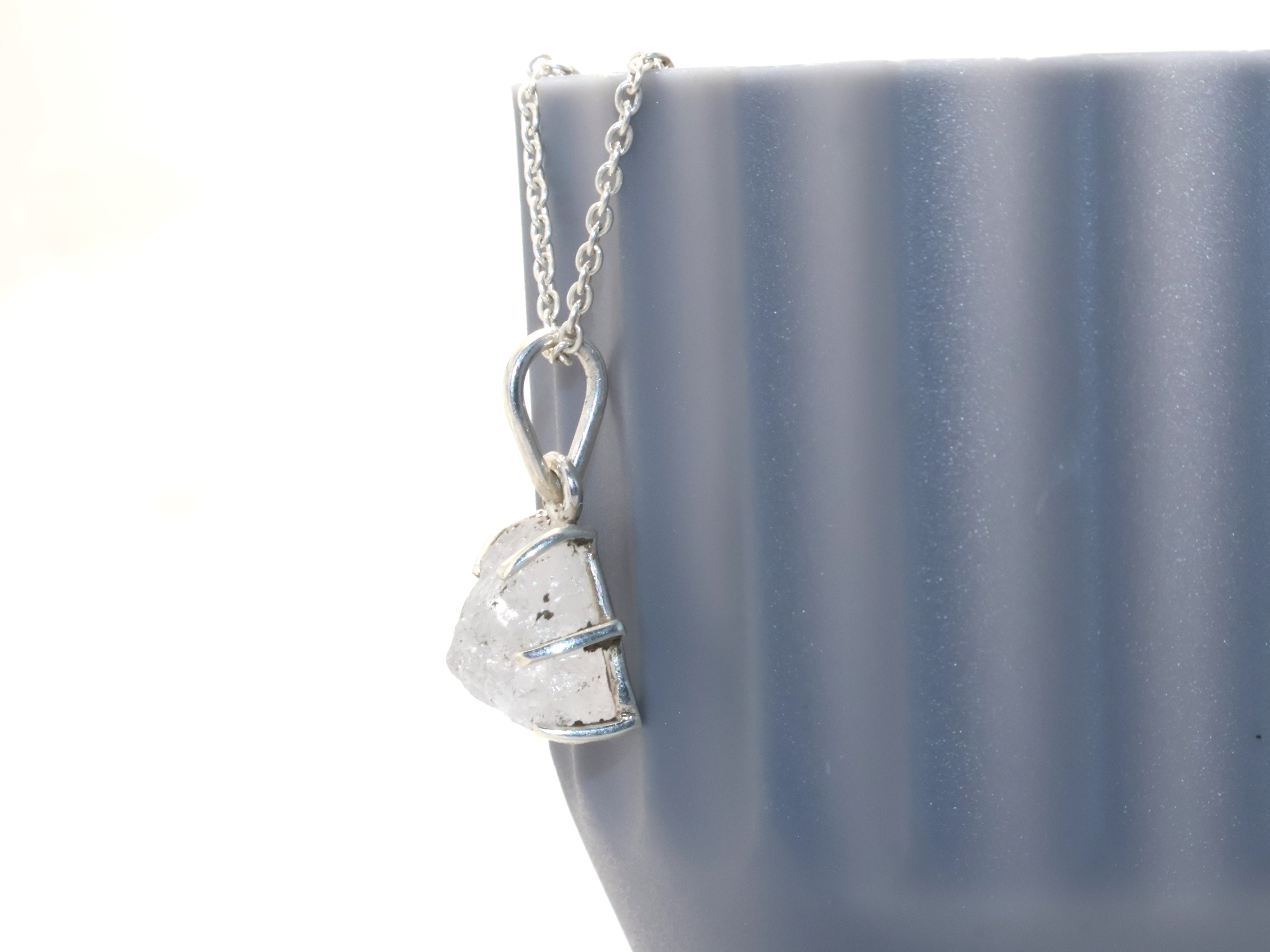 Natural Crystal Quartz Silver Necklace Minimalist Necklace Genuine Crystal April Birthstone Necklace Sterling Silver Gemstone Jewelry