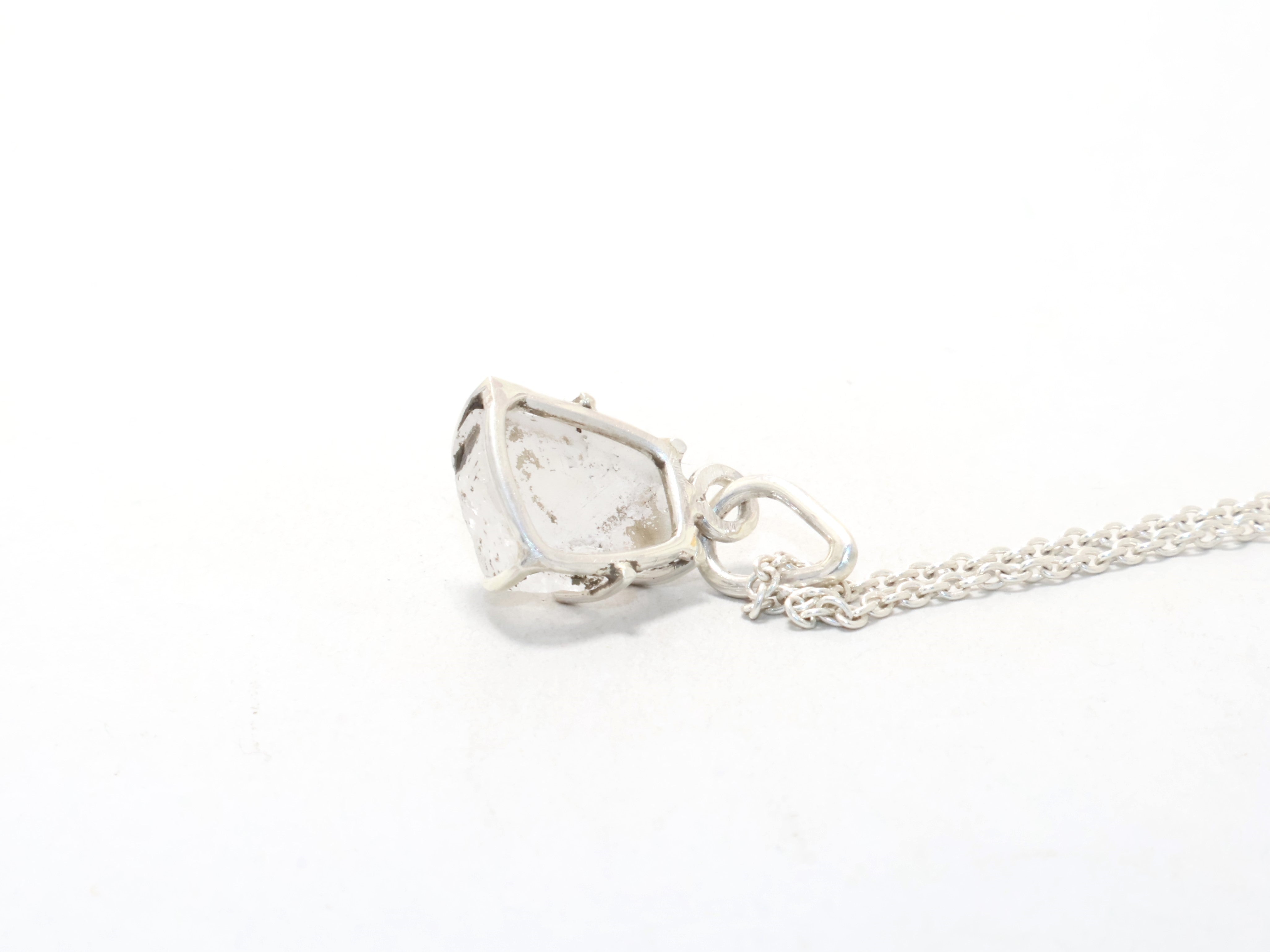 Natural Crystal Quartz Silver Necklace Minimalist Necklace Genuine Crystal April Birthstone Necklace Sterling Silver Gemstone Jewelry