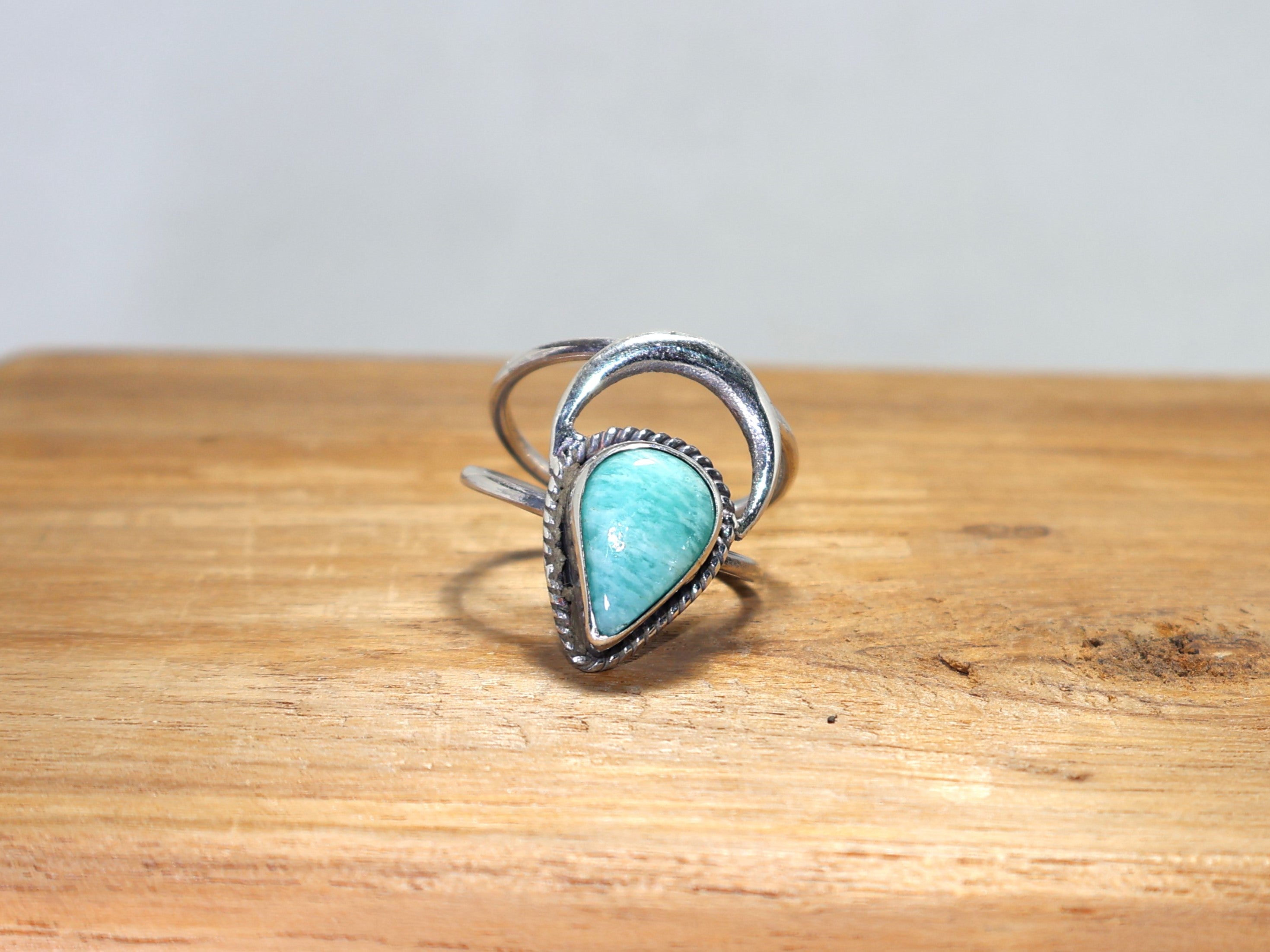Natural Amazonite 925 Sterling Silver Ring Blue Gemstone Birthstone Ring Unique Ring Gift For Her Pear Shaped Amazonite Ring