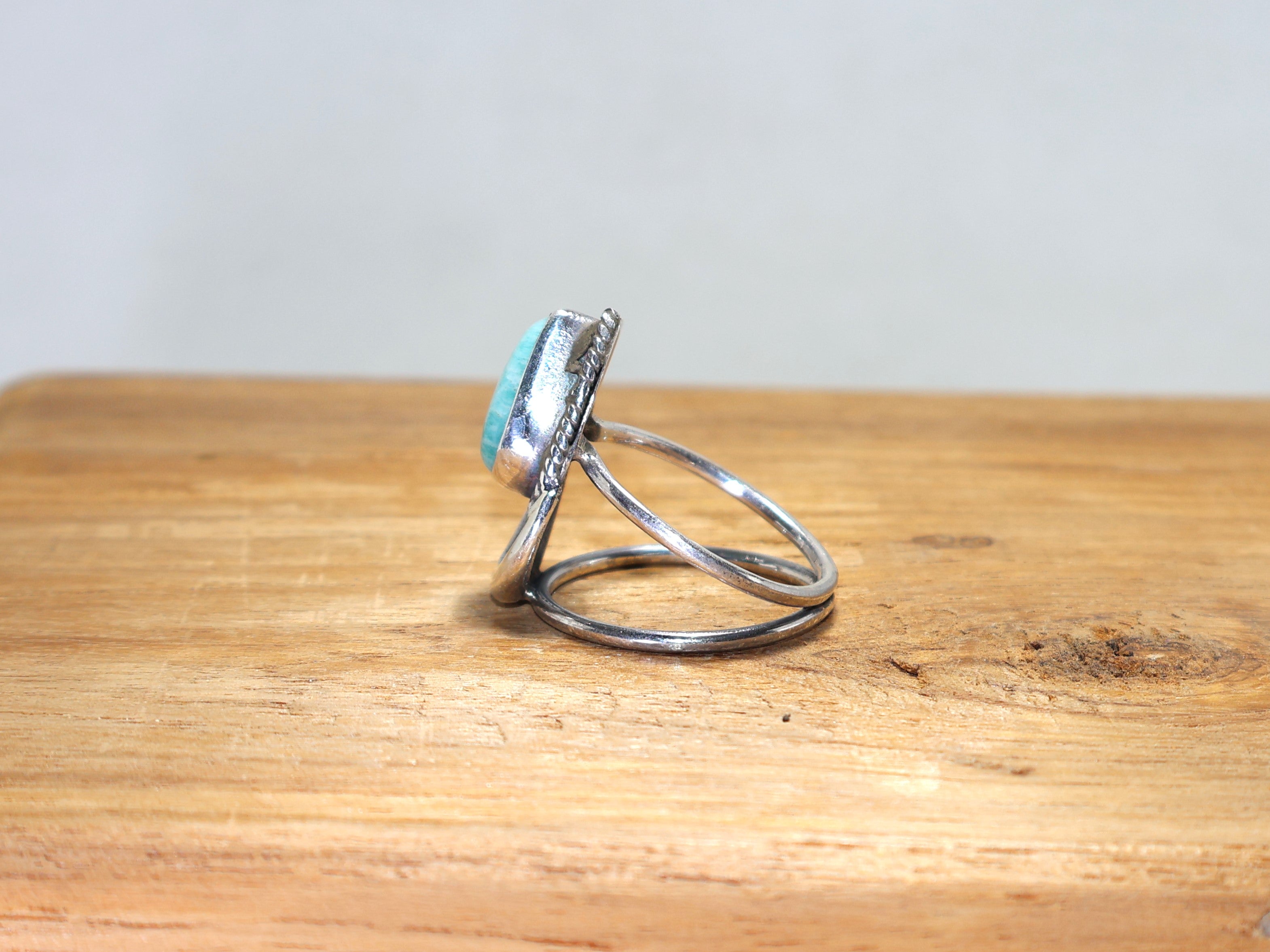 Natur Amazonit 925 Sterling Silber Ring Blauer Edelstein Geburtssteinring Einzigartiger Ring Geschenk für Sie Tropfenförmiger Amazonit-Ring