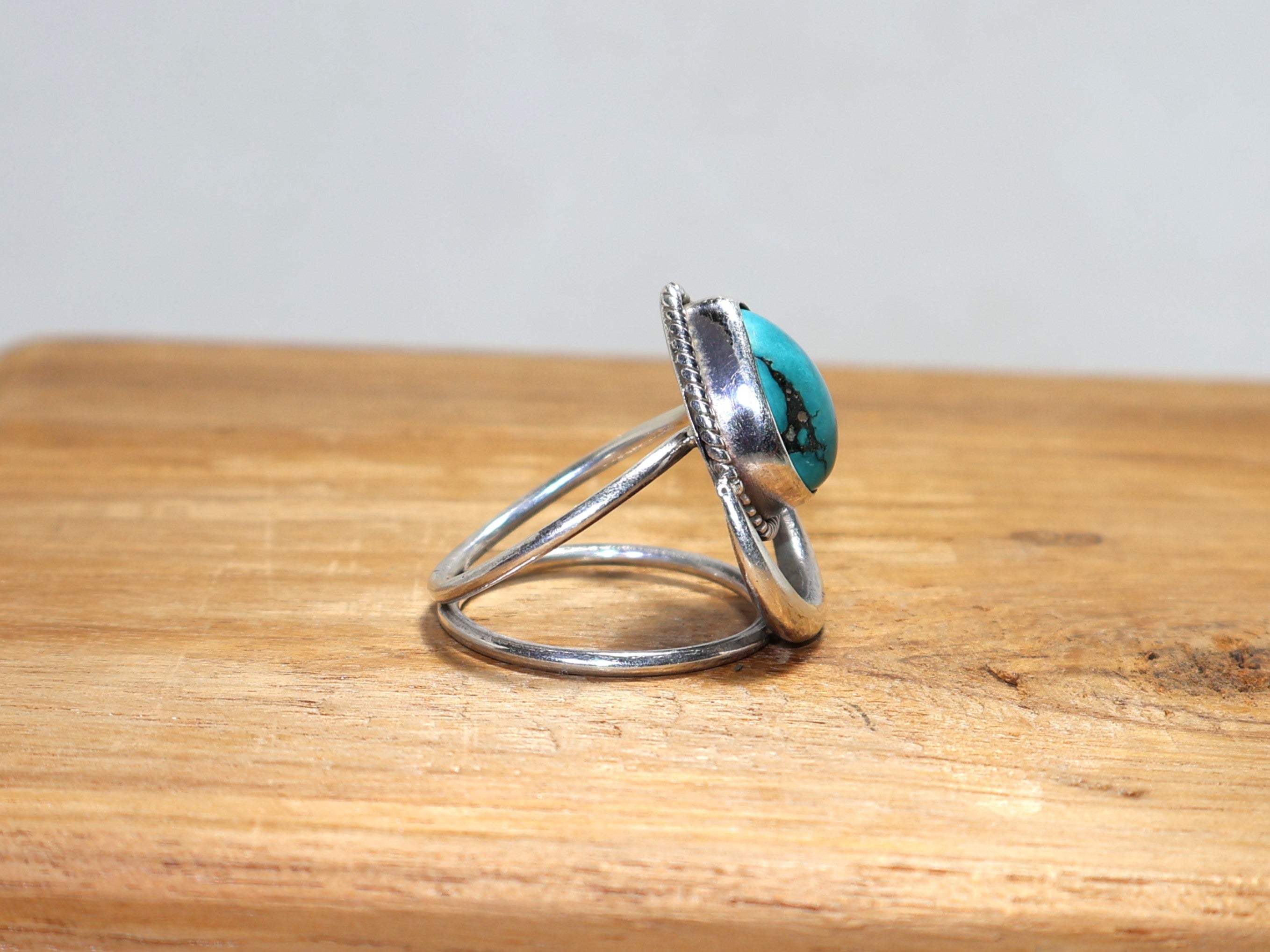 Türkis-Tropfenring, Birnenform, grüner Edelsteinring, 925 Sterling Silber Ring, Boho-Geschenk für Sie, handgefertigter Silberring